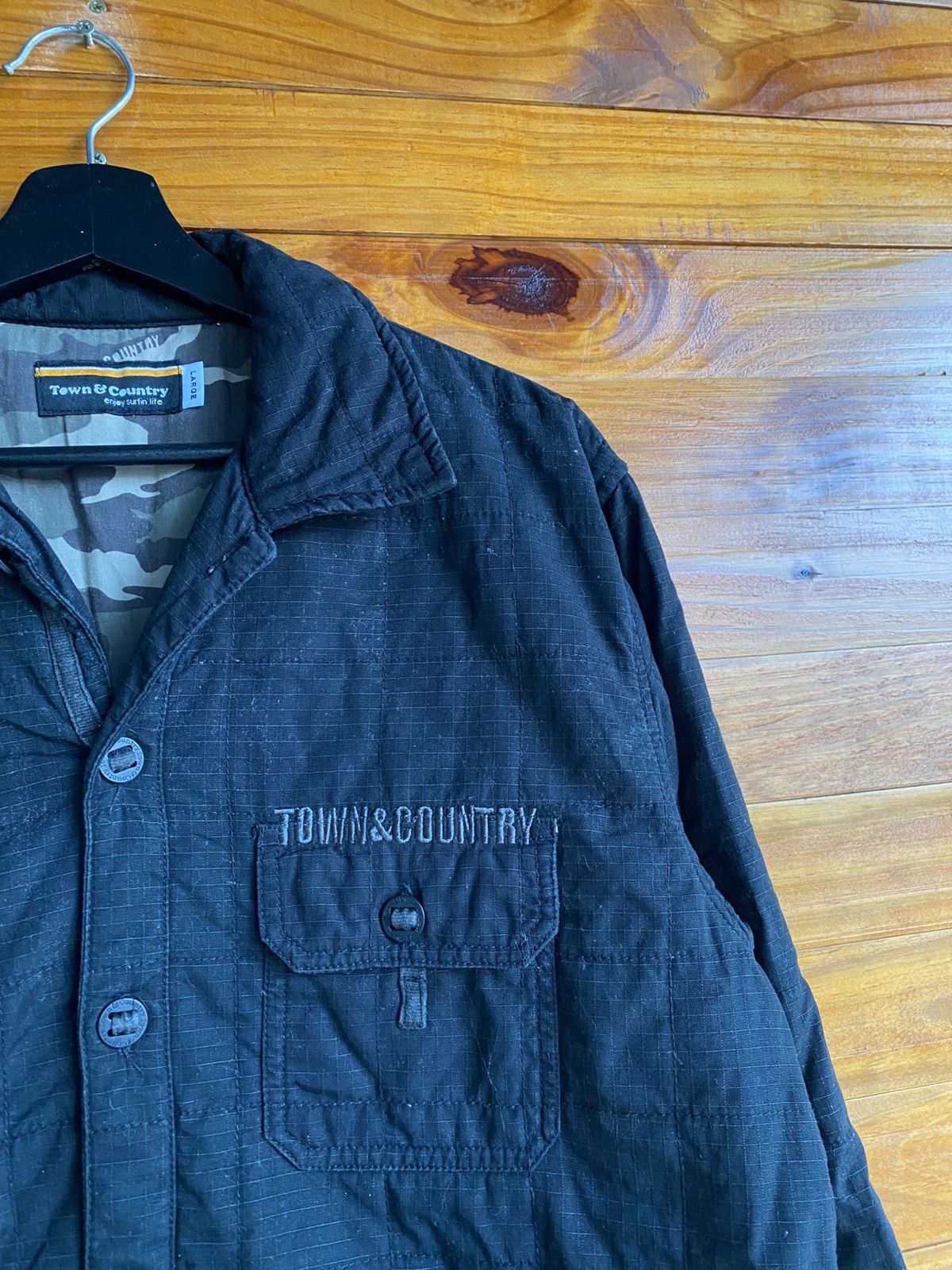 Vintage Town & Country Reversible Camouflage Jacket Black Surfwear Size US L / EU 52-54 / 3 - 6 Thumbnail