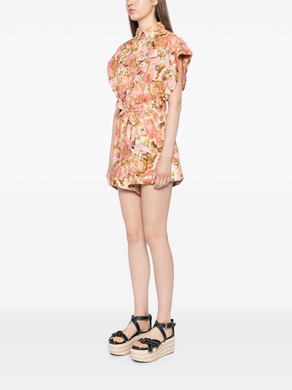 Zimmermann o1s22i1n1024 Short Floral Linen Jumpsuit in Multicolor Size 30" / US 8 / IT 44 - 3 Thumbnail