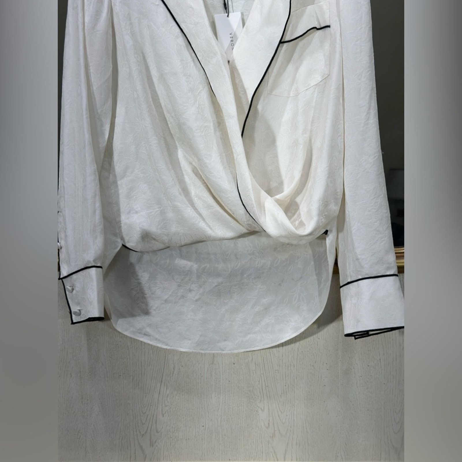 Veronica Beard Veronica Beard Worth Blouse in Off White | 100% Silk | NWT Size XS / US 0-2 / IT 36-38 - 4 Thumbnail