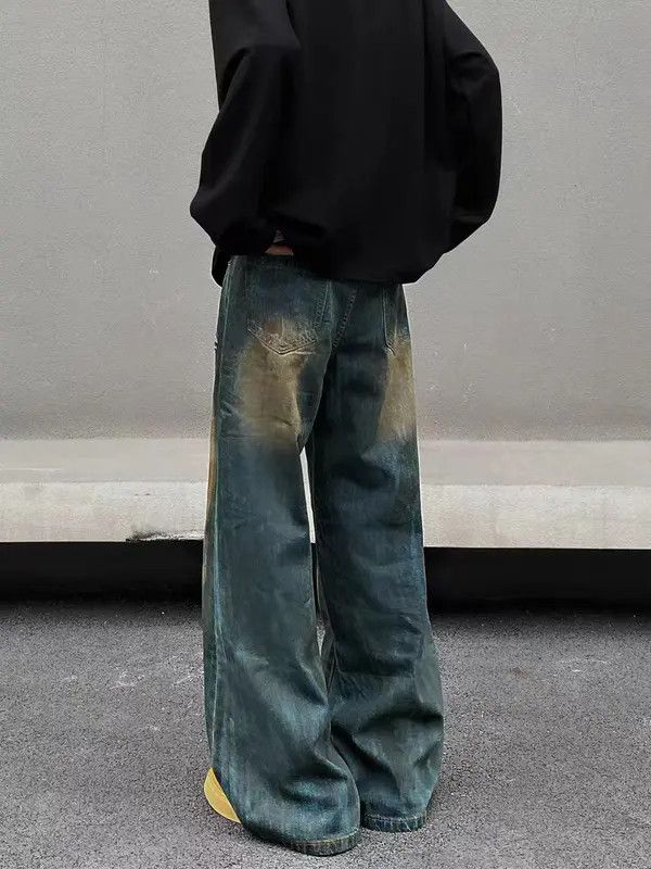 VIBE Vintage street Y2K dirty dyed ripped baggy jeans Size US 34 / EU 50 - 4 Thumbnail