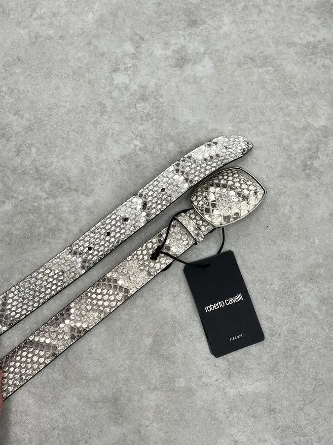 Roberto Cavalli Roberto Cavalli Beige Python Leather Avant-Garde Belt Size ONE SIZE - 3 Thumbnail