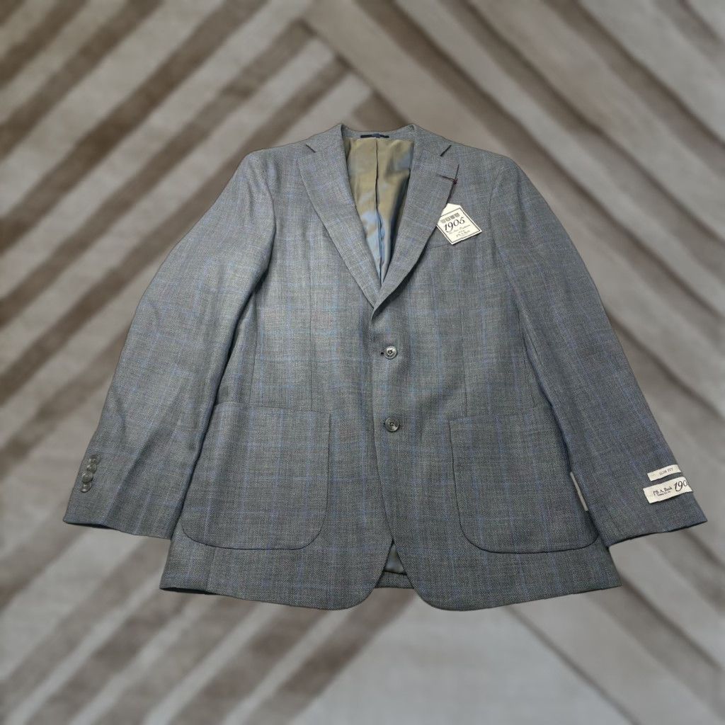 Jos. A. Bank NWT Jos A Bank Mens Silk Wool Blazer Jacket Sports Coat Gray Pane Size 40L Slim Size 40R - 1 Thumbnail