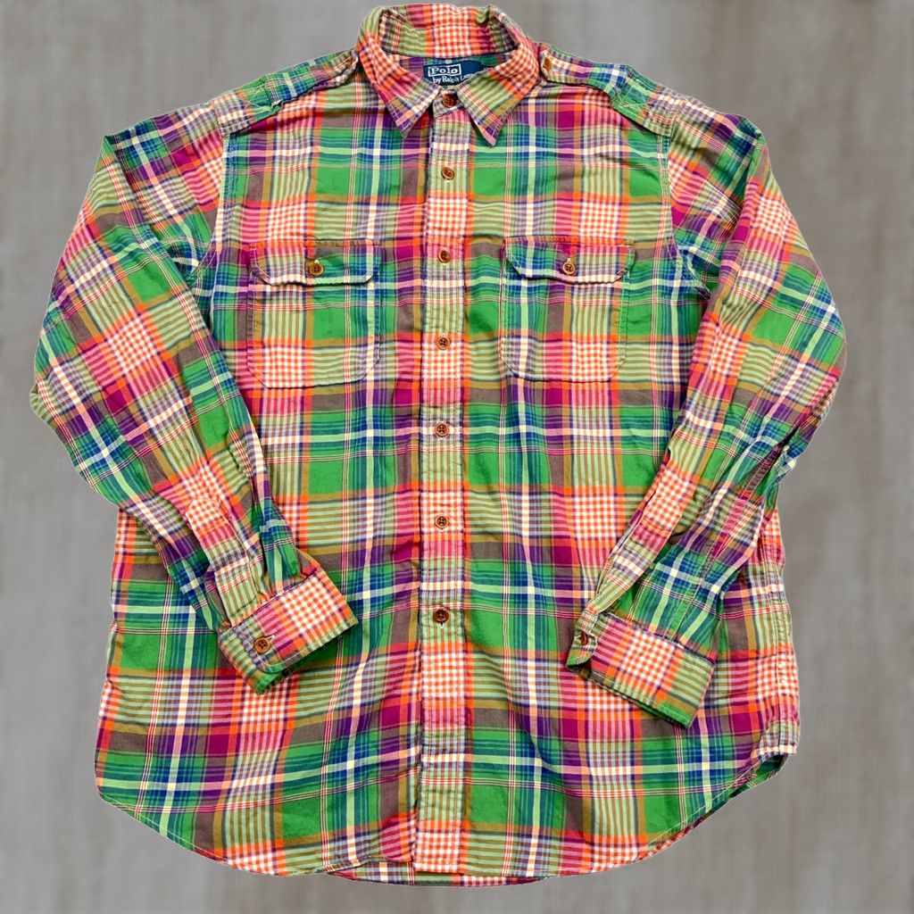 Polo Ralph Lauren Polo Ralph Lauren Button-Up Shirt XL Multicolor Plaid Flannel Embroidered Logo Pocket Button-Down Long Sleeve Men Size US XL / EU 56 / 4 - 1 Thumbnail