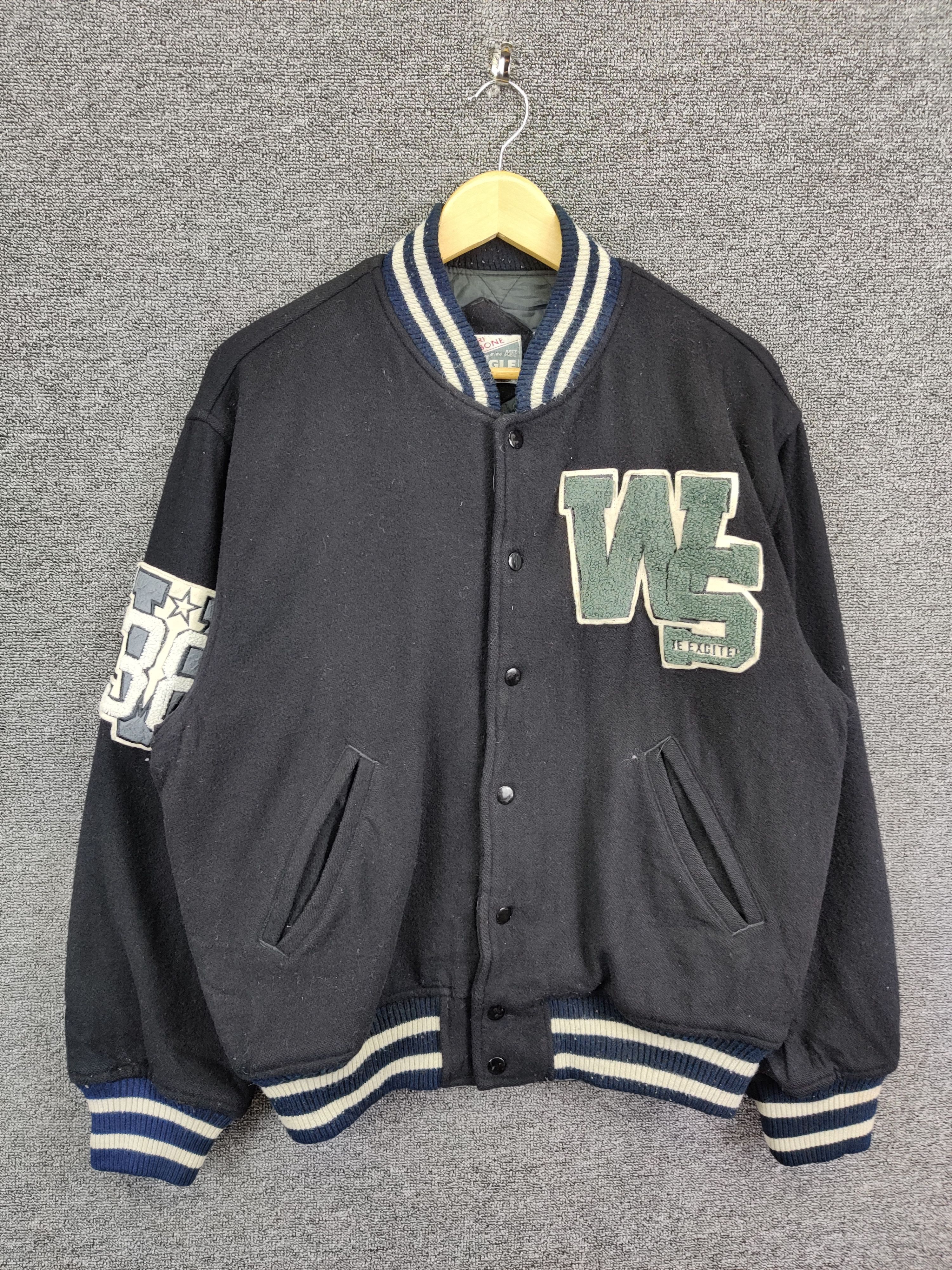 Japanese Brand Vintage Jungle Storm Embroidery Wool Varsity Jacket Size US L / EU 52-54 / 3 - 4 Thumbnail