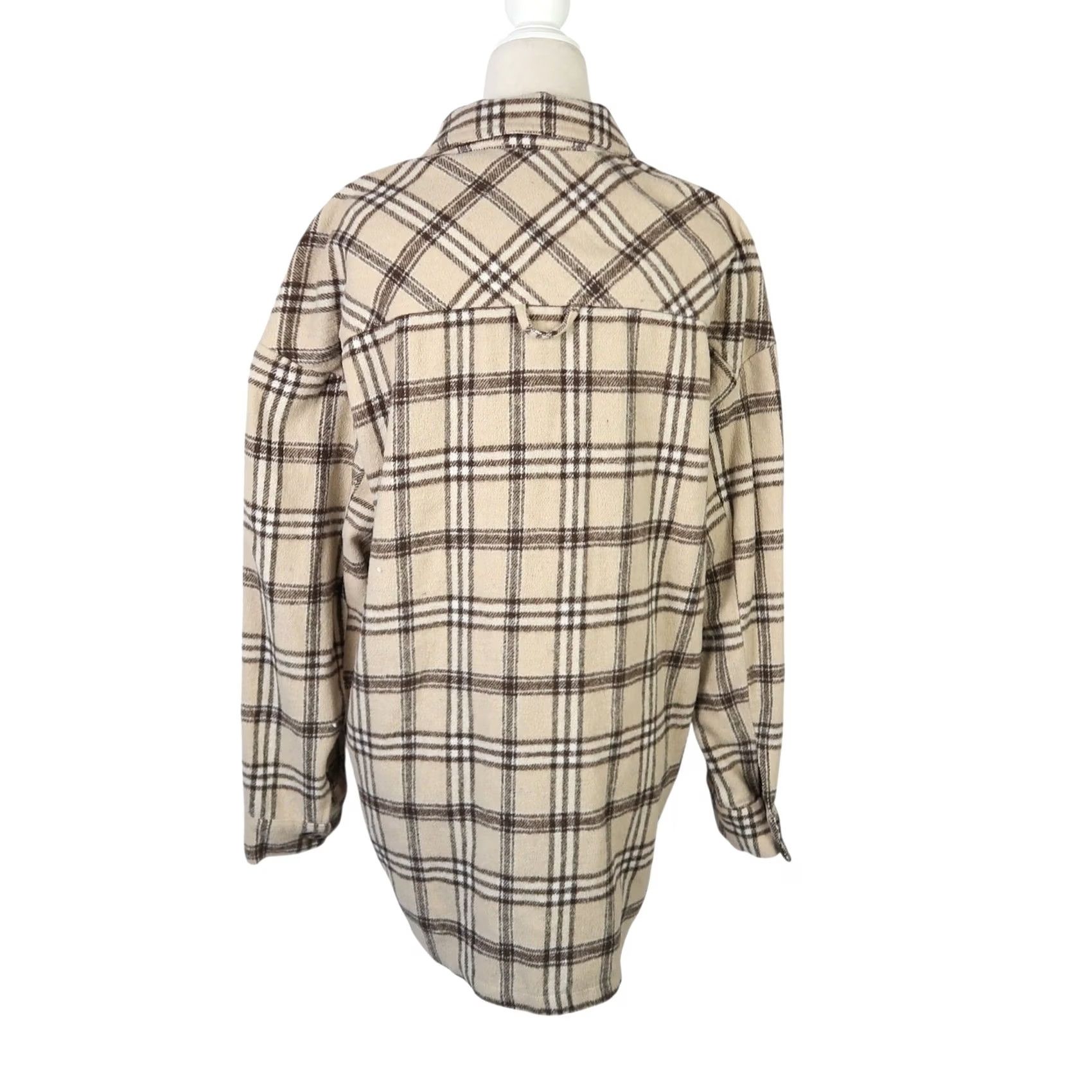 Vintage Motel Marcella Shirt Jacket Shacket Light Tan Plaid Flannel Womens S Size S / US 4 / IT 40 - 4 Thumbnail