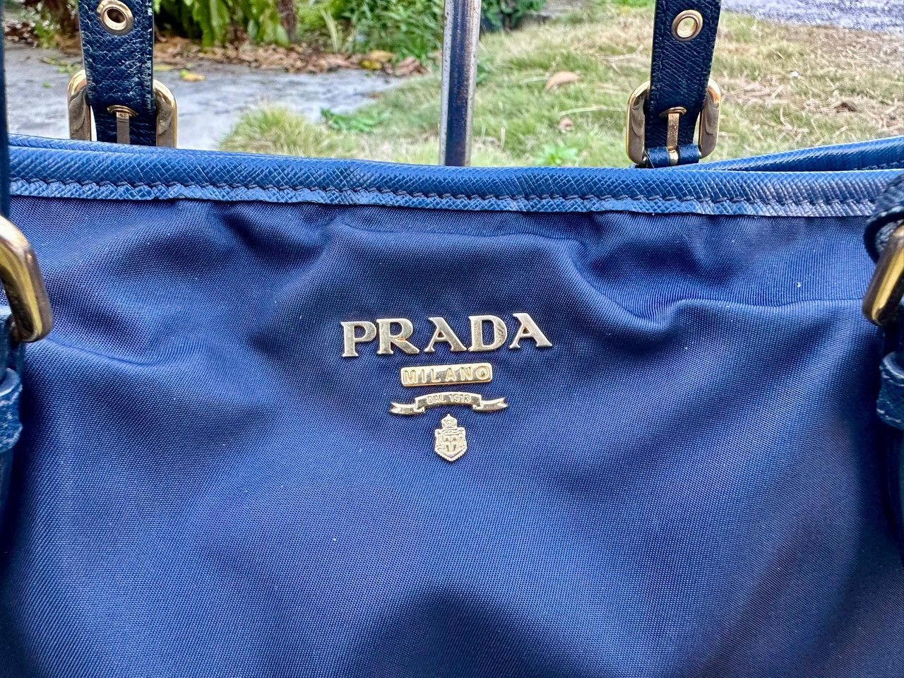 Prada Authentic Prada Bluette Tessuto Saffiano Shopping Tote Bag Size ONE SIZE - 14 Thumbnail