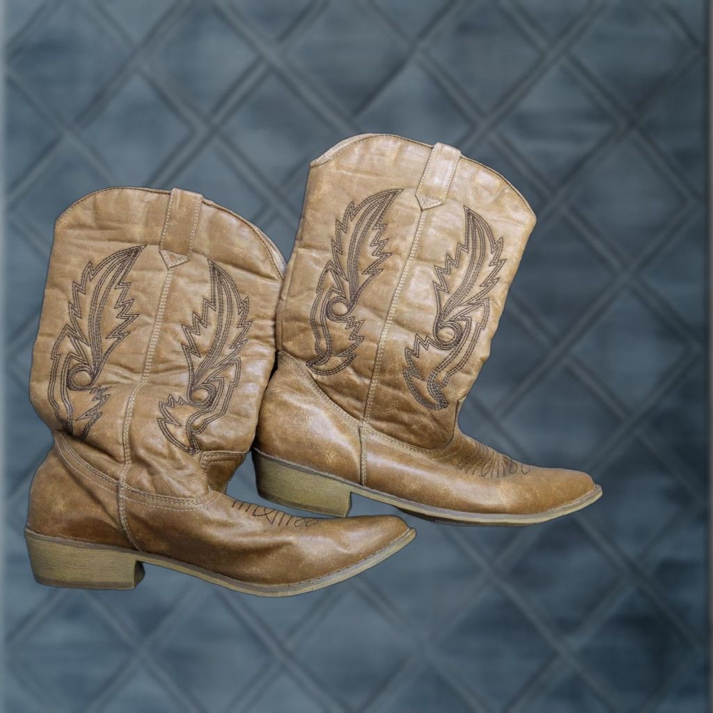 Vintage Coconuts Gaucho Boots Mens Size 10 Tan Western Slip On Textile Cowboy Classic Boots Mens Size US 10 / EU 43 - 1 Thumbnail