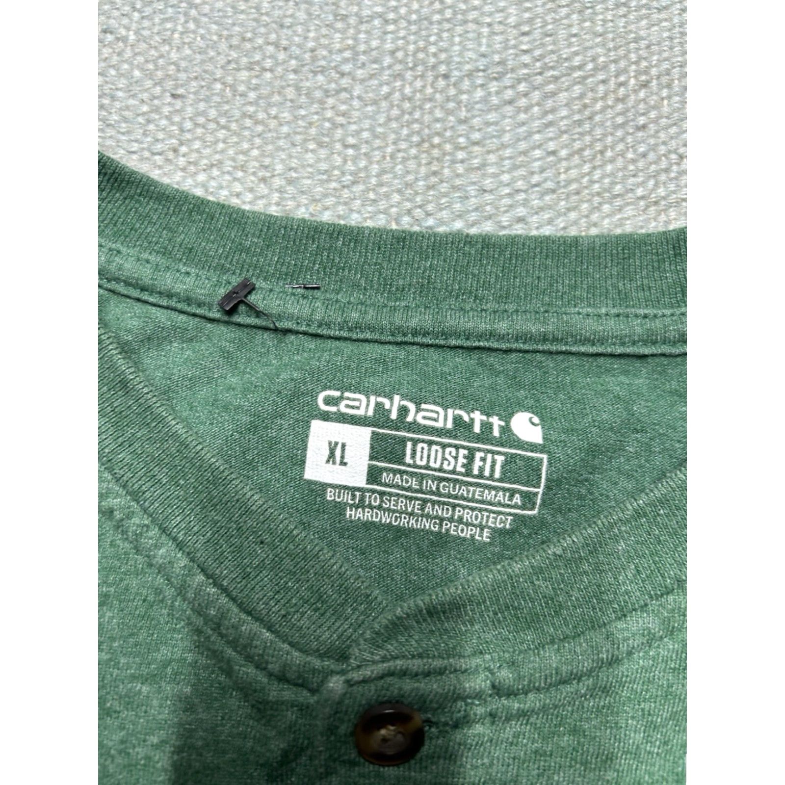 Carhartt VINTAGE Carhartt Long Sleeve Henley T Shirt Loose Fit Green Blank Distressed Adult XL Size US XL / EU 56 / 4 - 7 Thumbnail