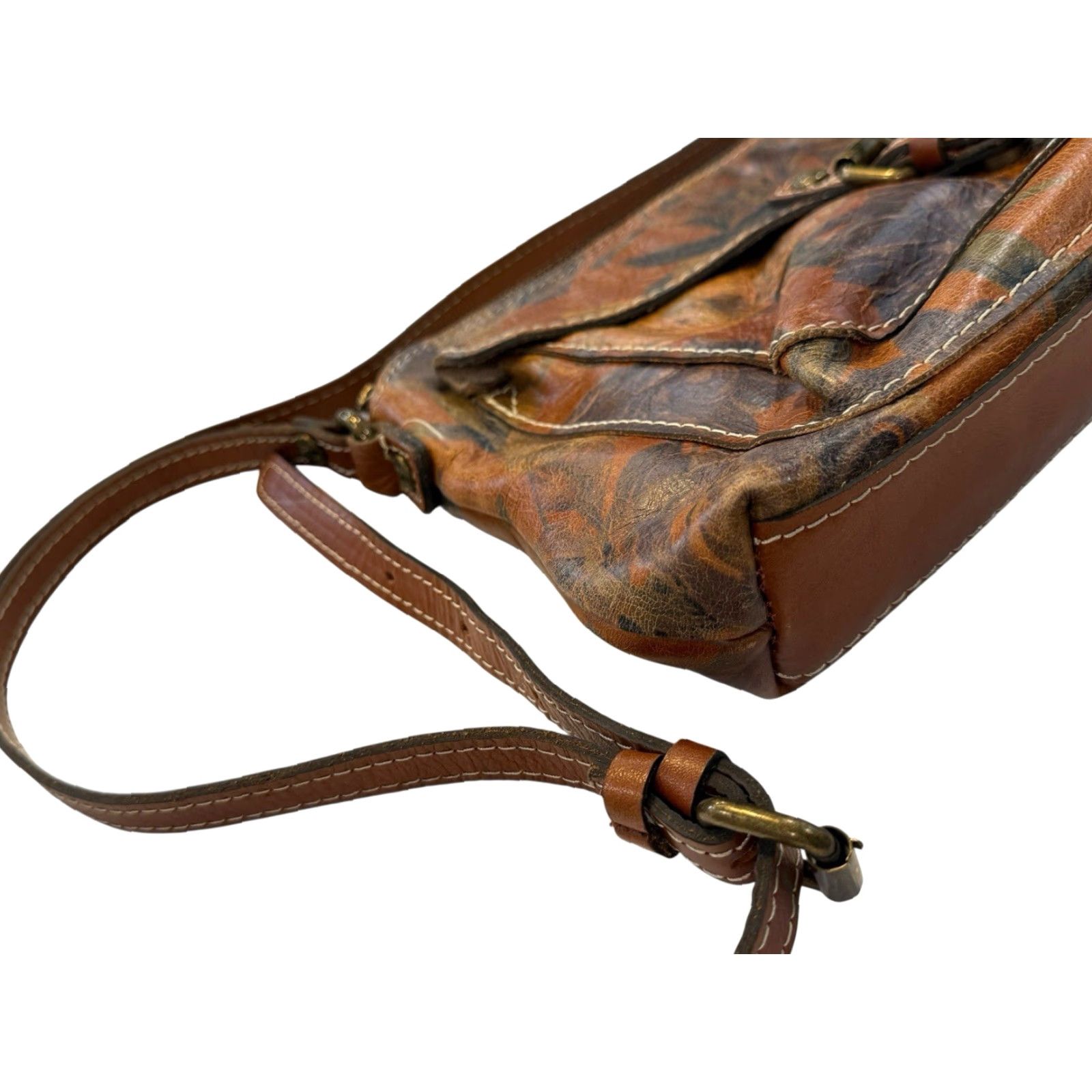 Patricia Nash Patricia Nash Avellino Floral Leather Crossbody Handbag Purse Fall Colors Size ONE SIZE - 6 Thumbnail