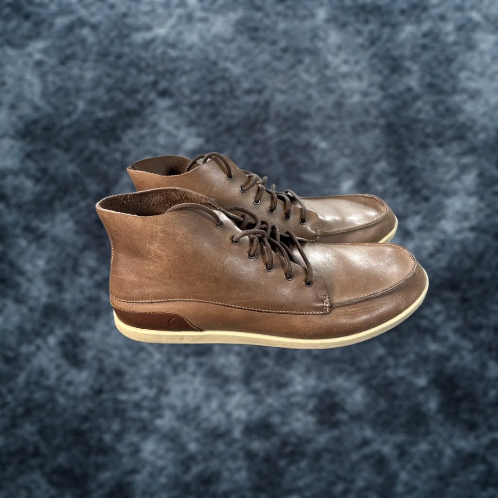 Olukai OluKai Nalukai Kapa Boot Chukka Mens 14 Brown Cotton Blend Leather Lace Up Rubber Sole Casual Travel Size US 14 / EU 47 - 1 Thumbnail