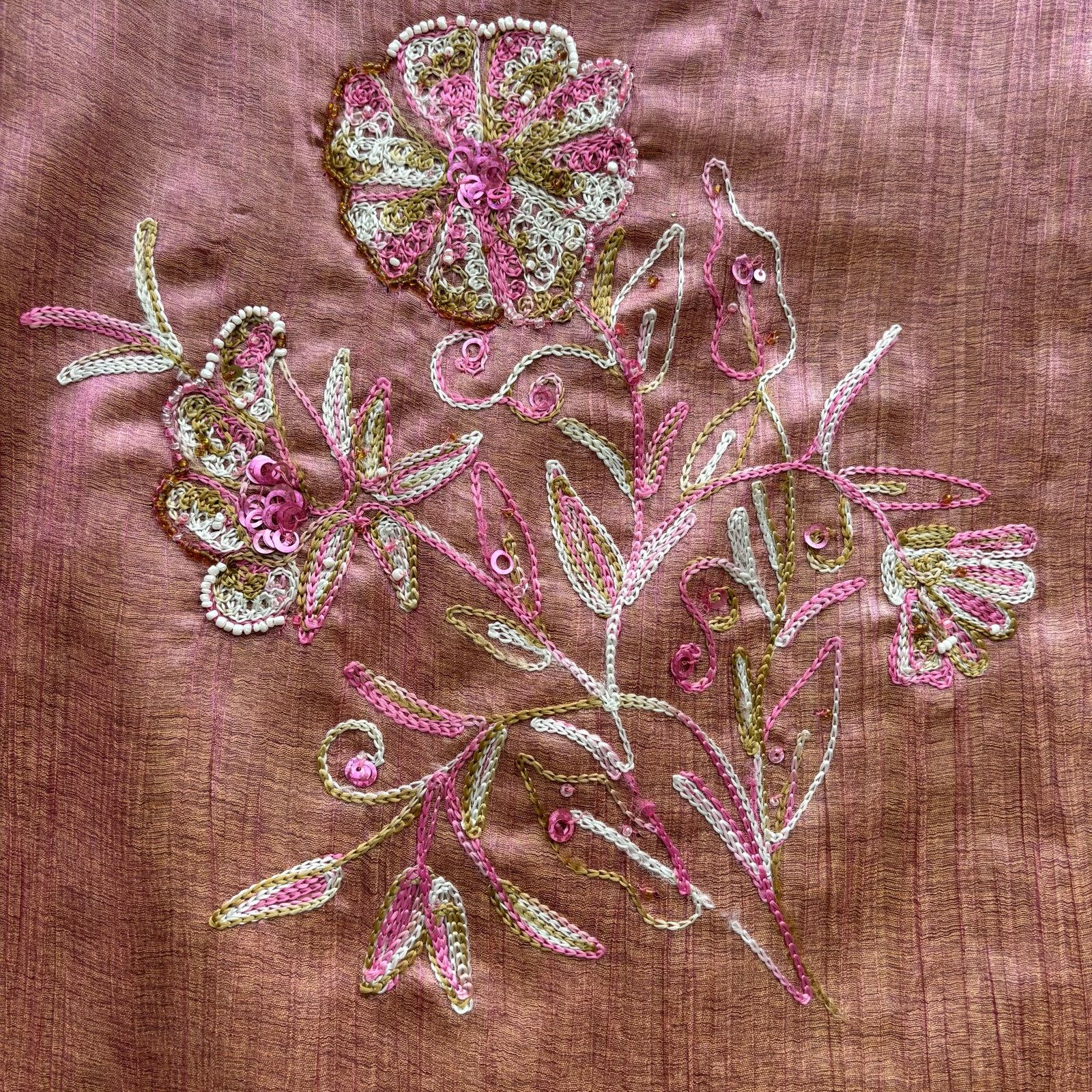 Other Blutique Rose Pink Shimmer Floral Embroidered Beaded Jacket Size XXL / US 16-18 / IT 52-54 - 15 Thumbnail