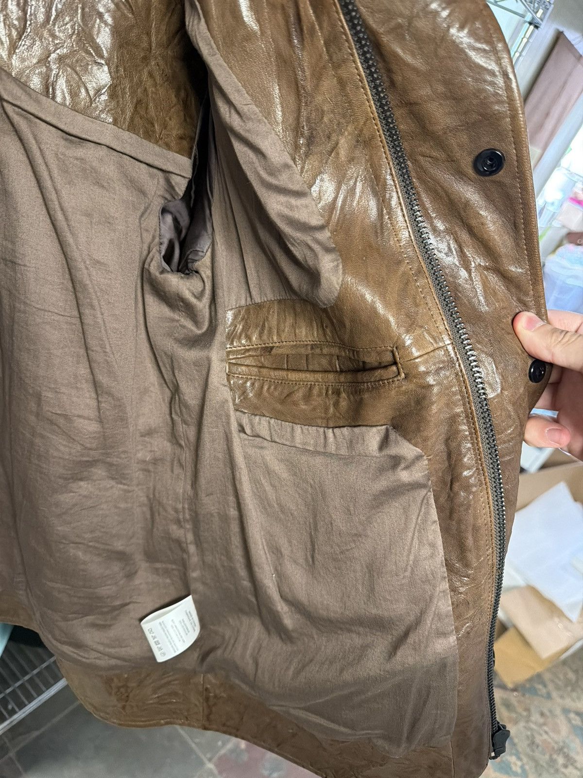 Helmut Lang Helmut Lang wrinkled leather biker jacket Size US M / EU 48-50 / 2 - 4 Thumbnail