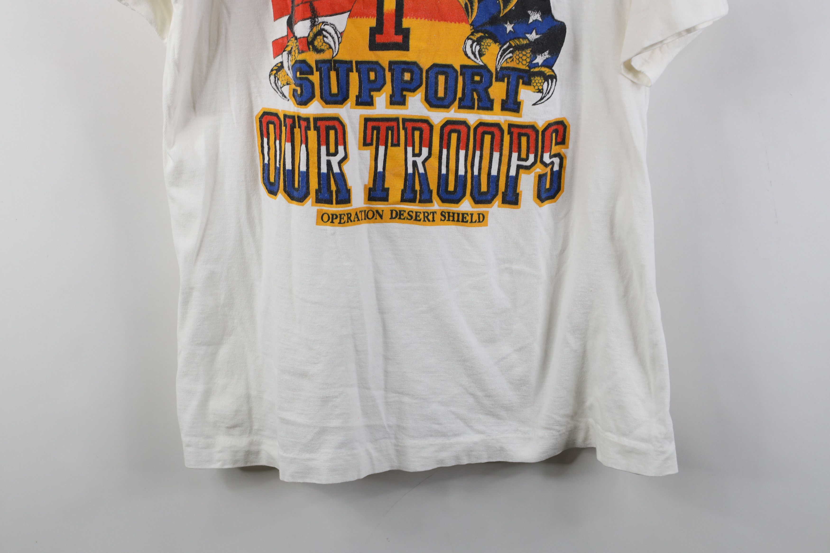 Vintage Vintage 90s Support Troops Operation Desert Shield T-Shirt Size US L / EU 52-54 / 3 - 3 Thumbnail