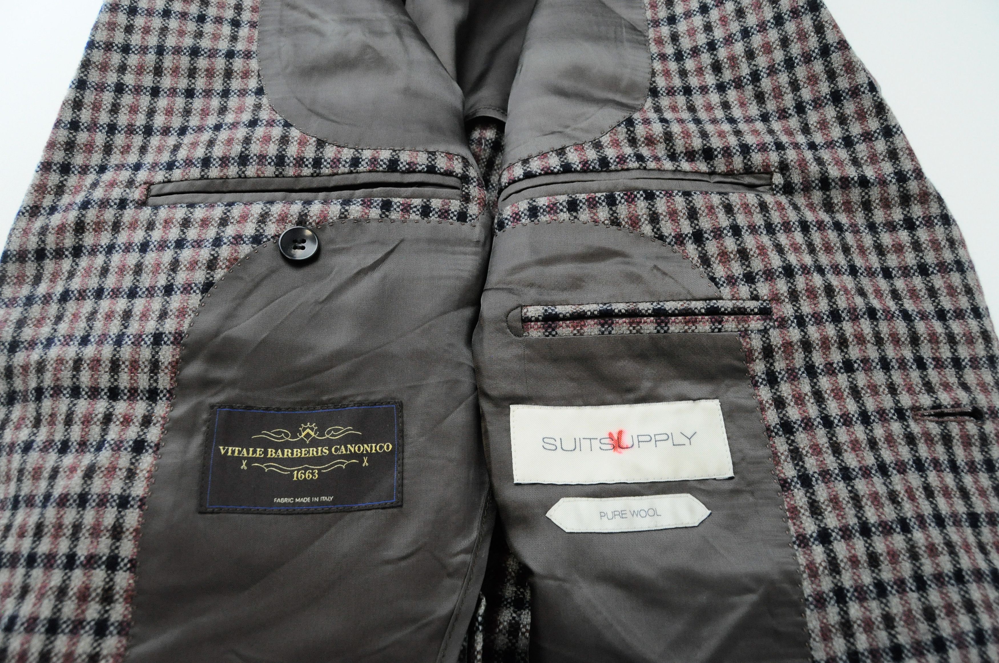 Suitsupply HAVANA PATCH UK38R Grey Slim Checked Wool Blazer 57193 Size 38R - 5 Thumbnail