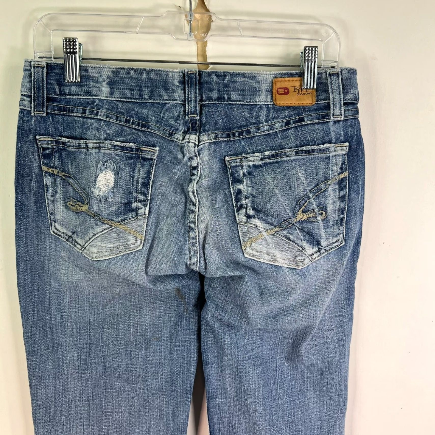 Vintage Buckle BKE Payton Dark Blue Flared Stretch Denim Jeans Women's 29 Regular 32 Inseam 90s Size 29" - 6 Thumbnail