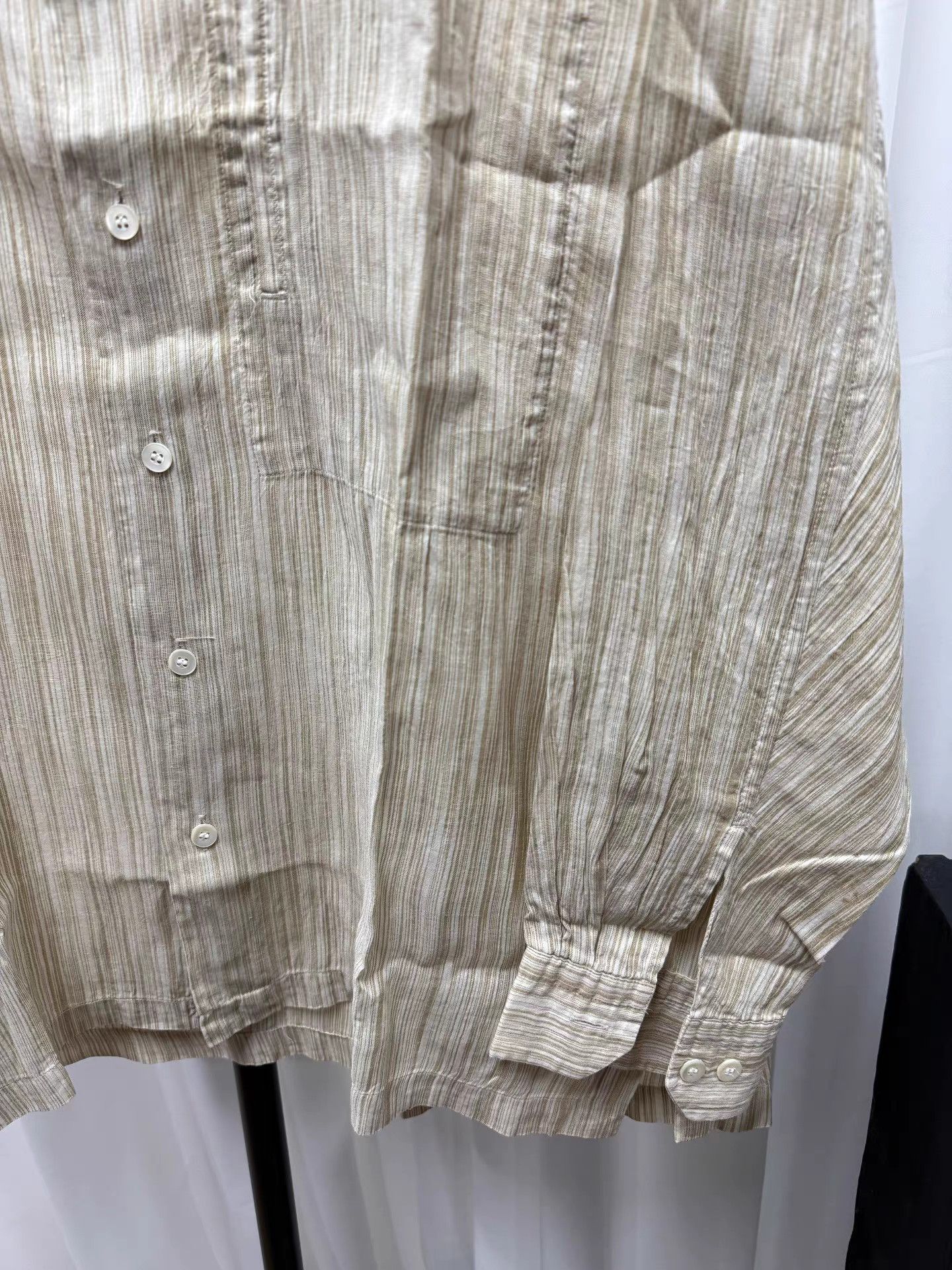 Issey Miyake Issey Miyake Men 100% Linen Vintage Stripe Pocket Shirt K20 Size US XL / EU 56 / 4 - 5 Thumbnail