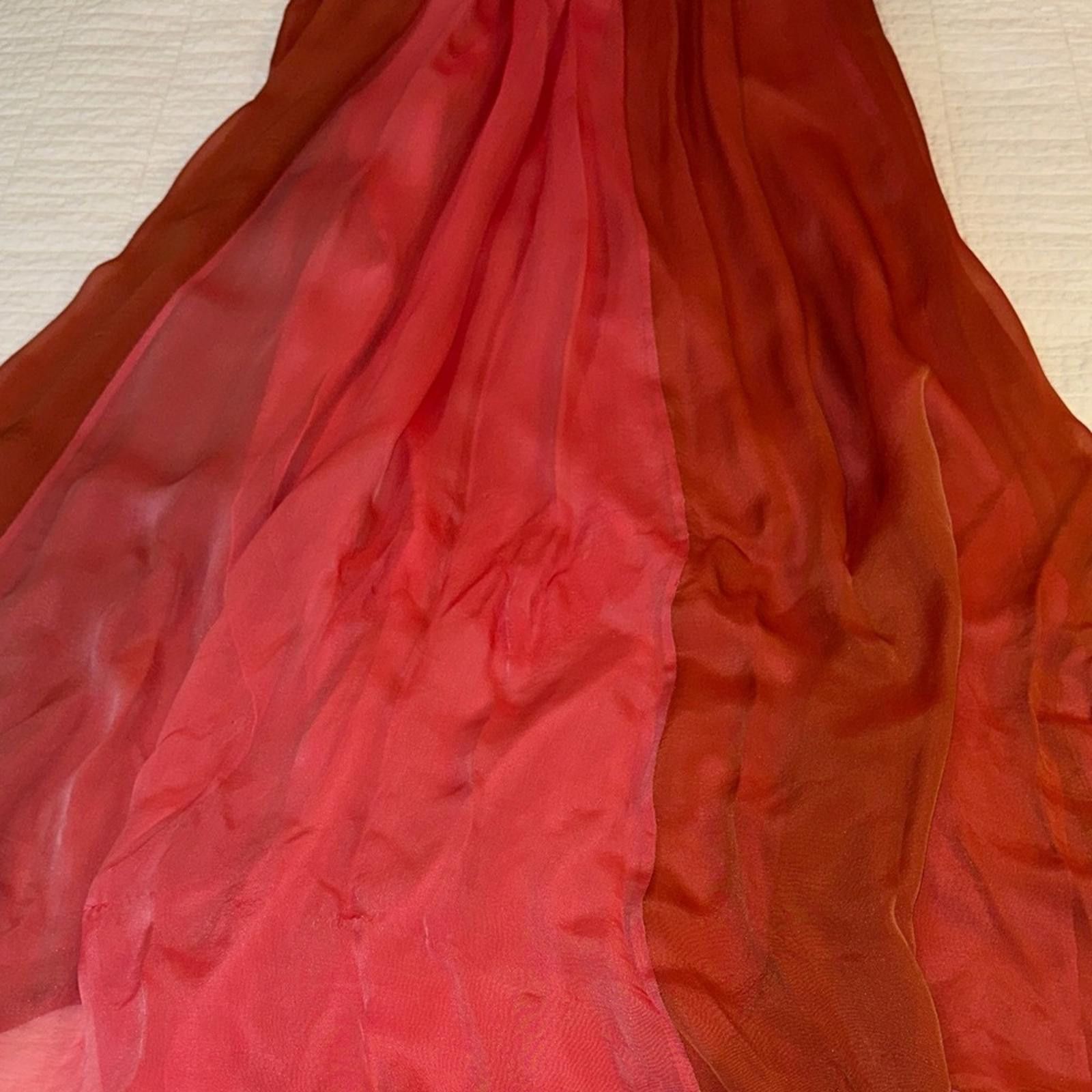 Other Kay Unger size 8 100% Silk Coral Gown Rear Bow Imperfections Size M / US 6-8 / IT 42-44 - 7 Thumbnail