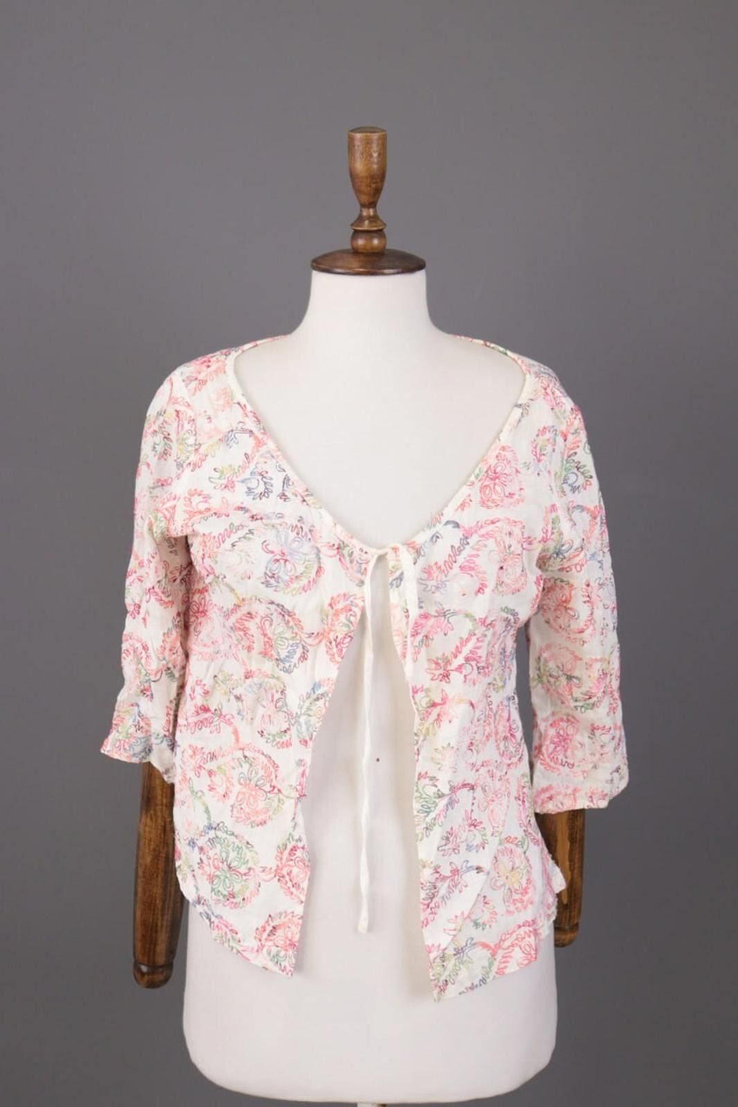 120% Lino 120% Lino White Linen Flroal Drawstring Top Shirt Size 42 Size M / US 6-8 / IT 42-44 - 1 Thumbnail