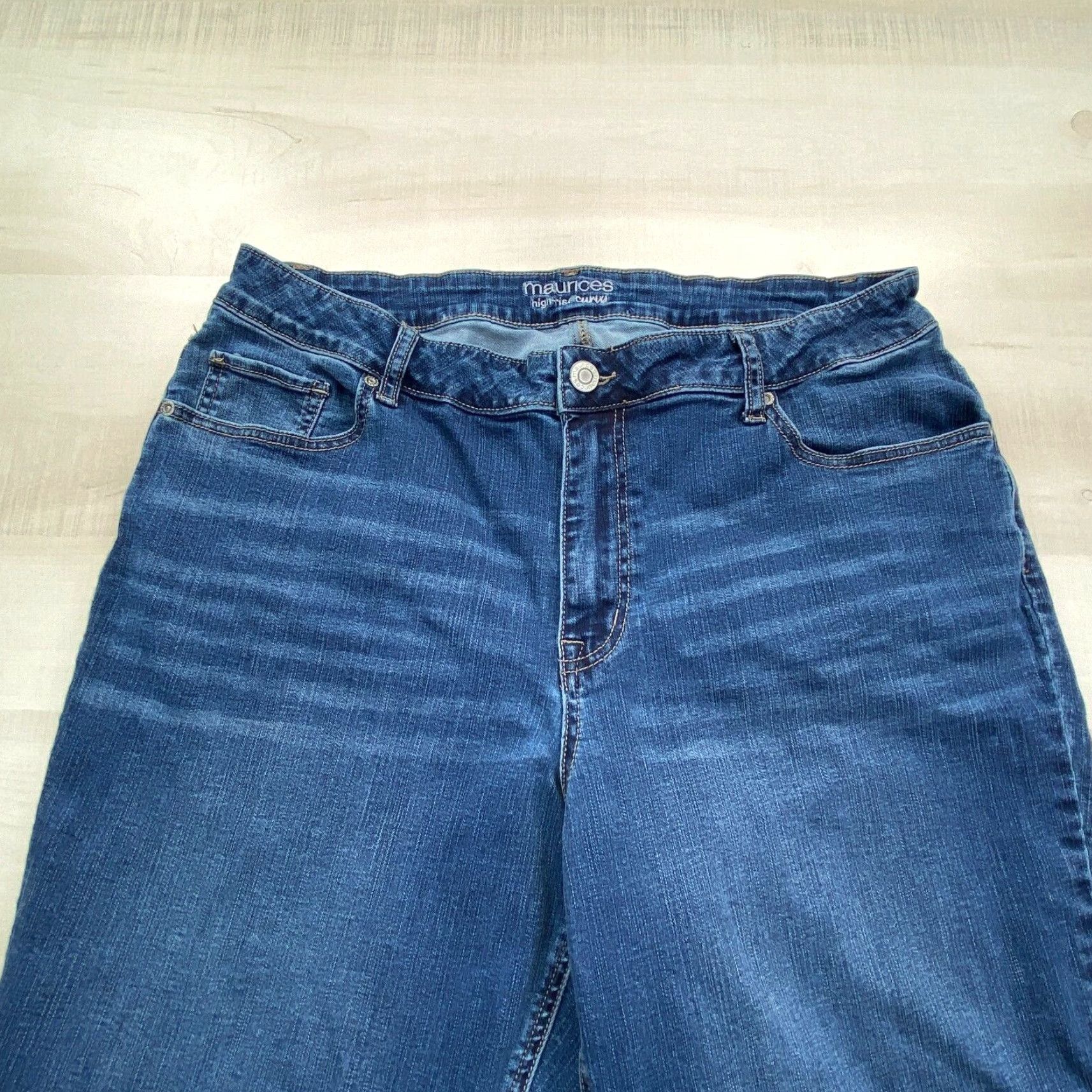 Vintage Maurices Womens High Rise Bootcut Jeans Blue 34 Medium Wash Stretch Cotton Blend Size 24" / US 00 / IT 34 - 2 Thumbnail