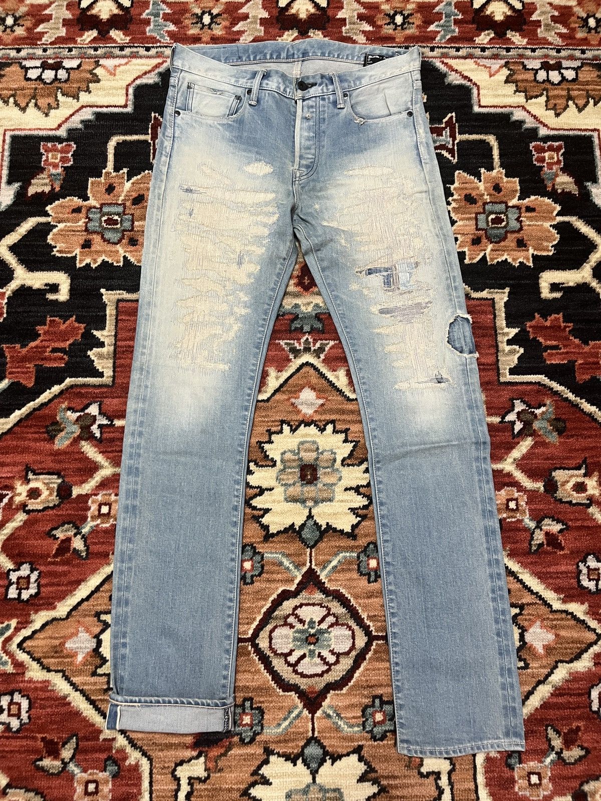 KURO Kuro Selvedge Distressed Jeans Size US 33 - 2 Thumbnail