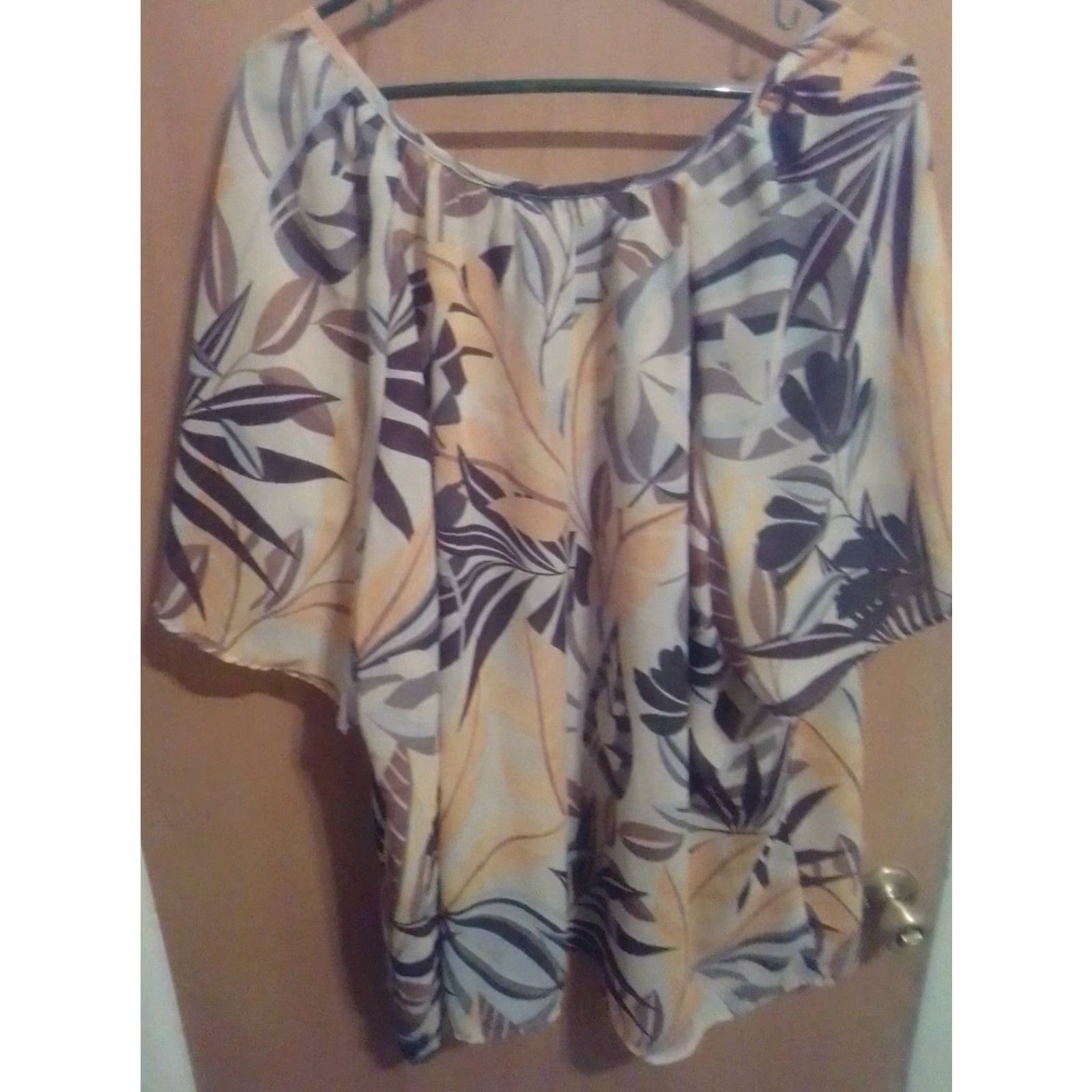 Vintage WOMEN'S Chelsea STUDIO Top BLOUSE SZ. 30W POLYESTER FLORAL PRINT SS Thin Cthru Size 4XL / US 24-26 - 5 Thumbnail