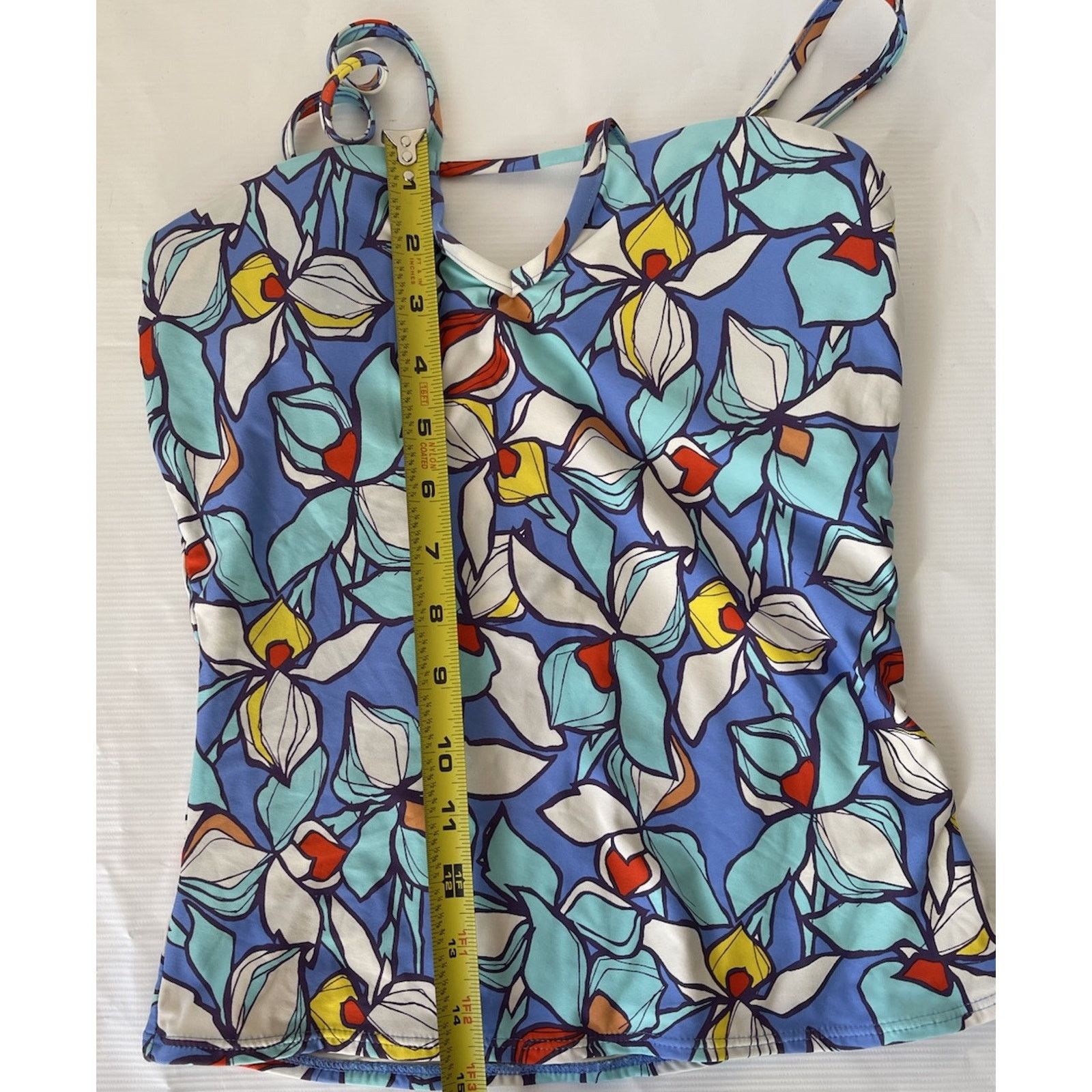 Anthropologie Anthropologie Tankini Swim Allihop Blue Floral V Strap Sz S Size ONE SIZE - 8 Thumbnail
