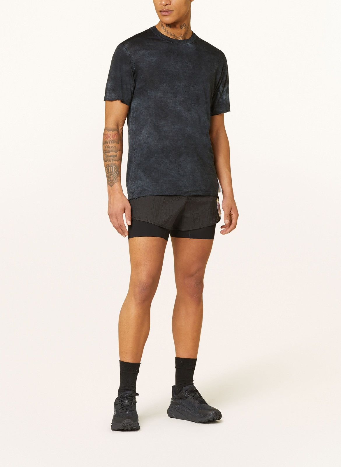 image of Satisfy Cloud Merino T-Shirt Black Tie-Dye, Men's (Size XL)