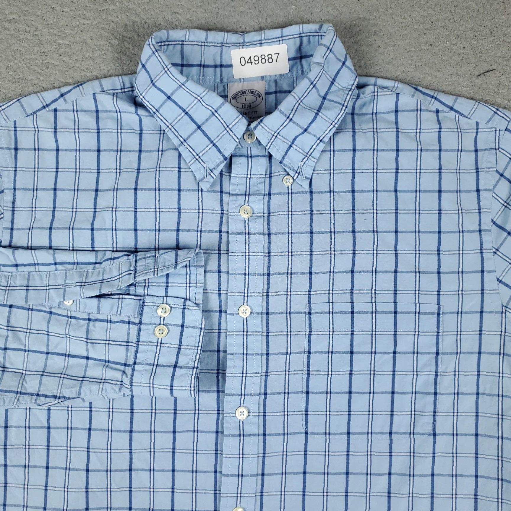 Brooks Brothers Brooks Brothers Button-Up Shirt Mens Large Blue Check Long Sleeve Casual Woven Cotton Size US L / EU 52-54 / 3 - 2 Thumbnail