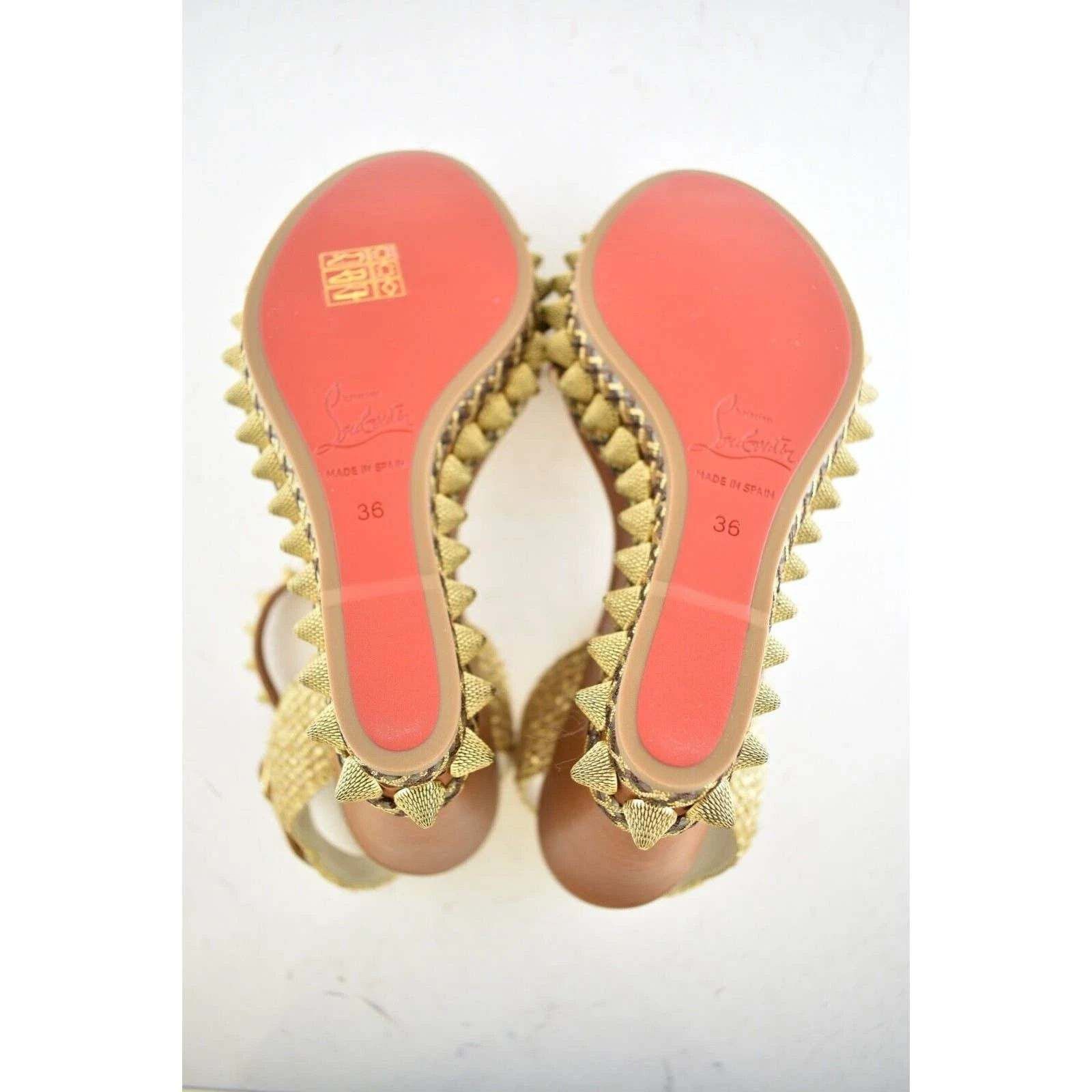 Christian Louboutin Christian Louboutin Cordorella 110 Brown Gold Stud Size US 6 / IT 36 - 7 Thumbnail