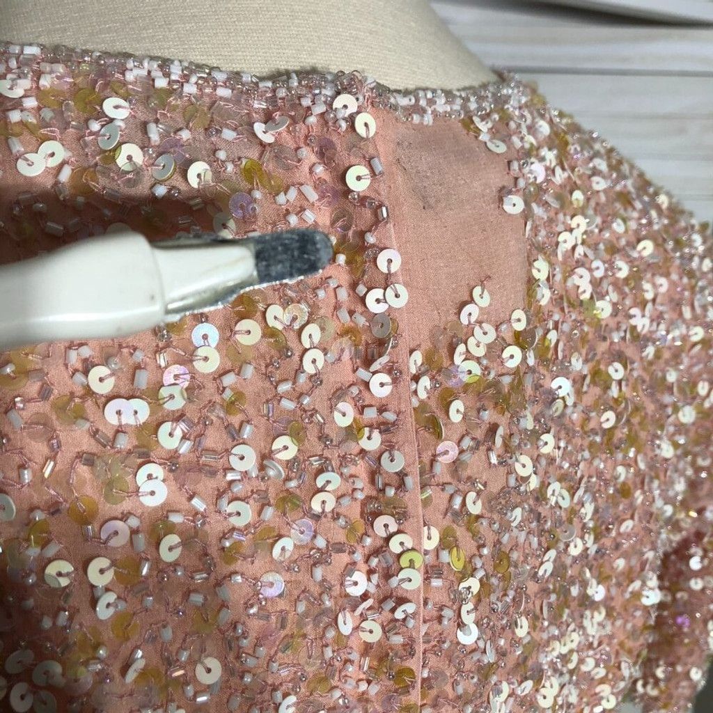 Vintage beaded sequined silk shiny pink blouse cocktail Sz XL Size XL / US 12-14 / IT 48-50 - 7 Thumbnail