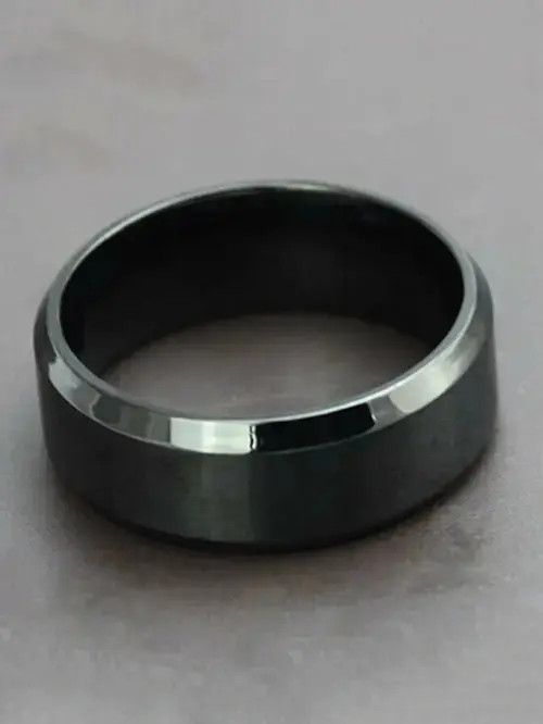 Japanese Brand Retro Punk Vintage Stainless Steel Ring Black Frosted Size ONE SIZE - 2 Thumbnail