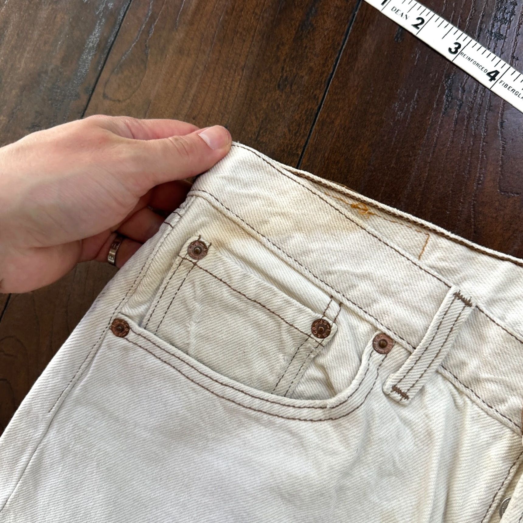 Levi's VTG Levi's 501 Jeans Men Mid Rise Straight 32x32 Denim White Button Fly USA 90s 501 Series Size US 32 / EU 48 - 7 Thumbnail