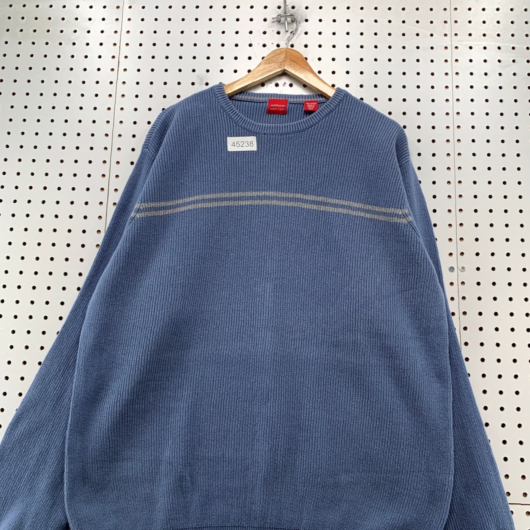 Arrow VINTAGE Arrow Knit Sweater Mens XL Tall XLT Blue Striped Rib Y2K Dad Size US XL / EU 56 / 4 - 2 Thumbnail