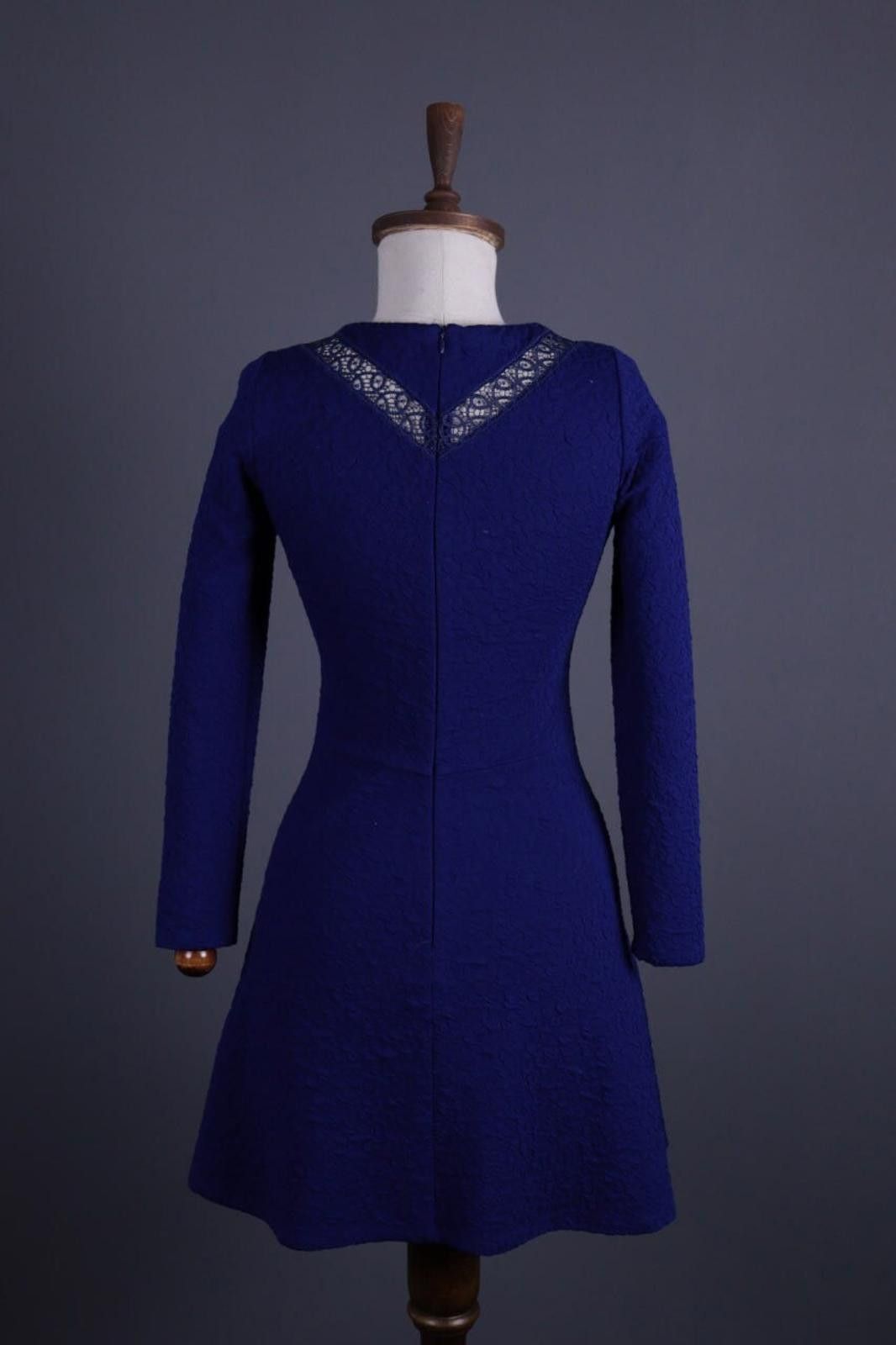 The Kooples The Kooples Blue Embroidered A-Line Dress Size S Size S / US 4 / IT 40 - 6 Thumbnail