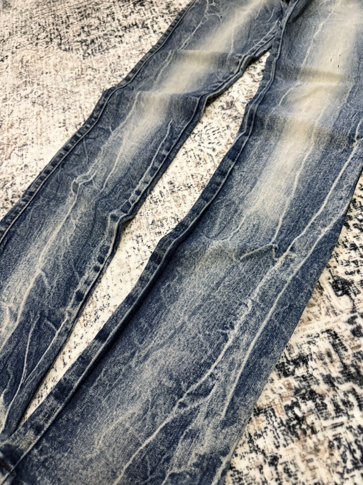 If Six Was Nine Diesel Black Gold Double Waist Whiskers Stack Flared Jeans Size US 29 - 7 Thumbnail