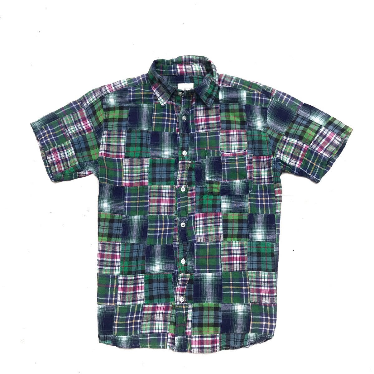 Beams Plus Vintage Beams Patchwork madrass military Shirt Union green Size US M / EU 48-50 / 2 - 1 Thumbnail