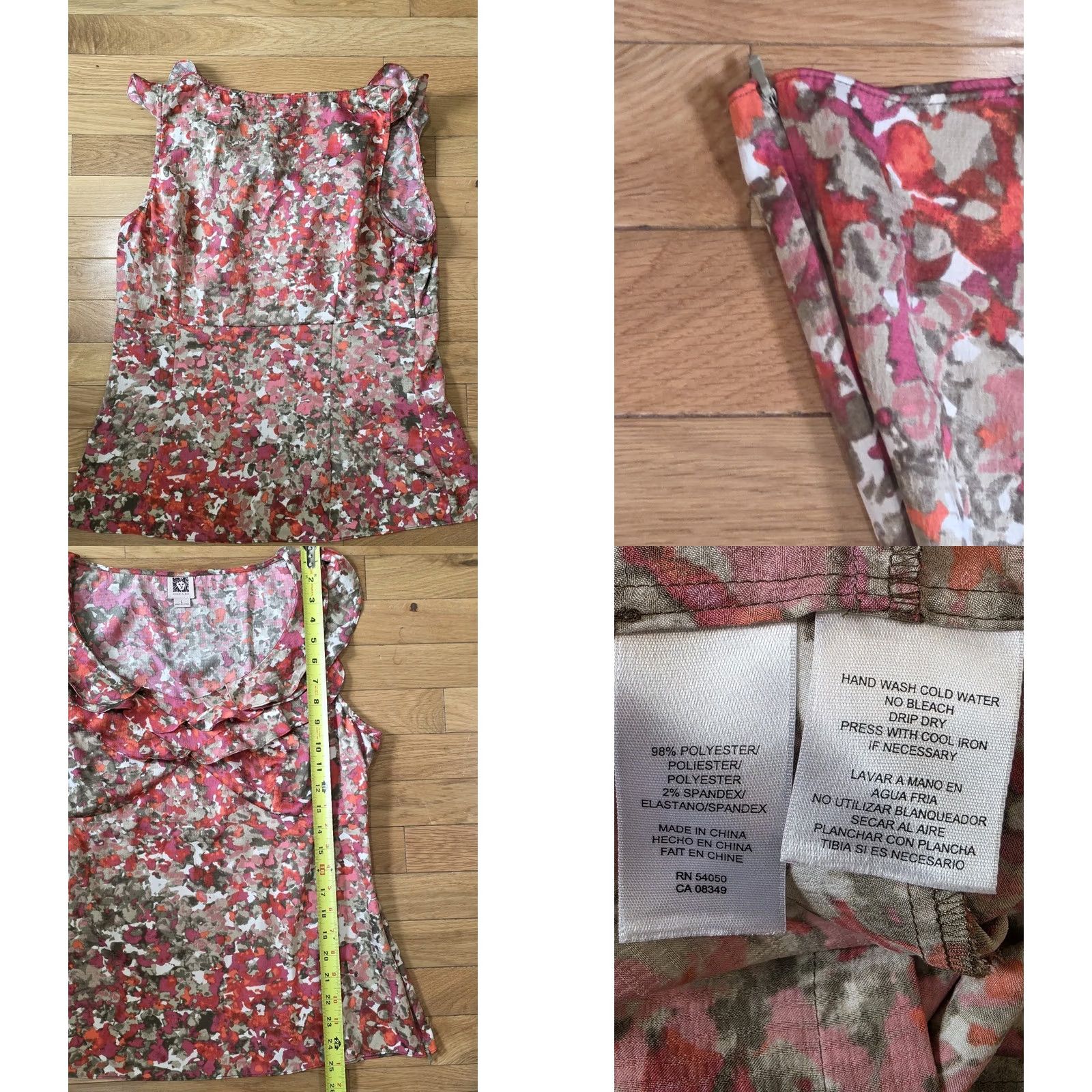 Anne Klein Anne Klein Blouse Top Red L Ruffled Sleeves Women Regular Size L / US 10 / IT 46 - 8 Thumbnail