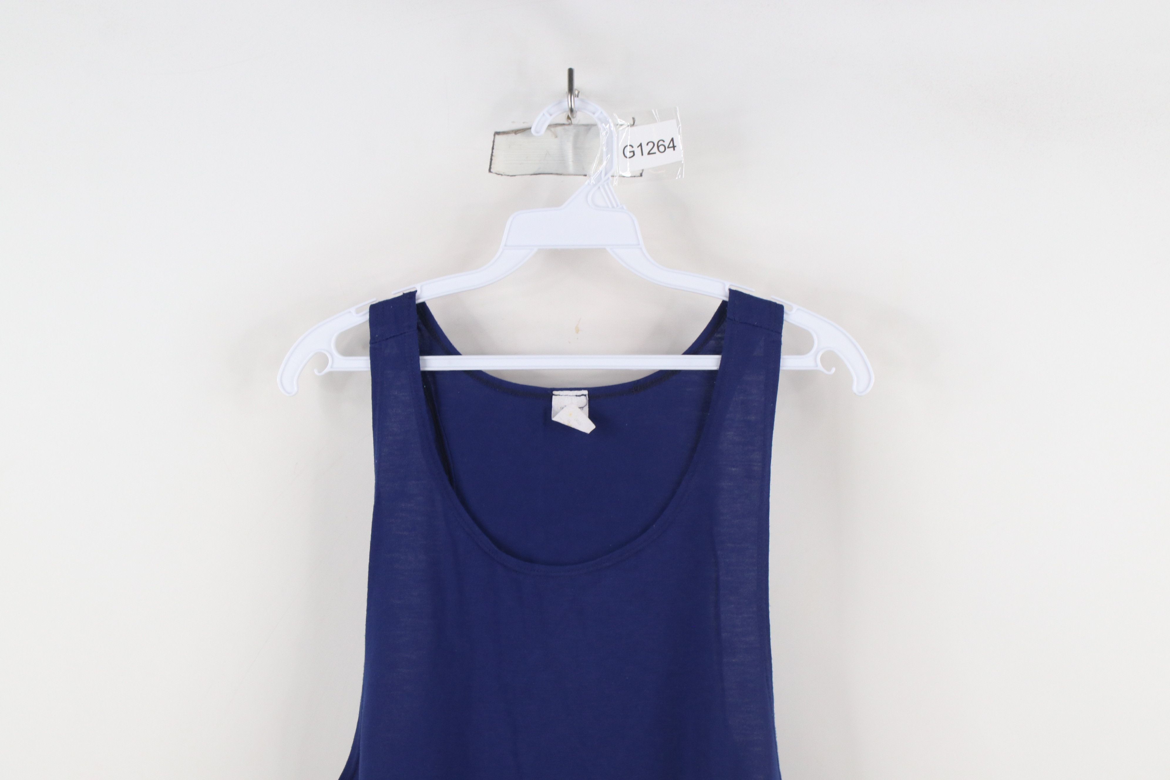Vintage Vintage 90s Streetwear Faded Blank Tank Top T-Shirt Blue USA Size L / US 10 / IT 46 - 2 Thumbnail