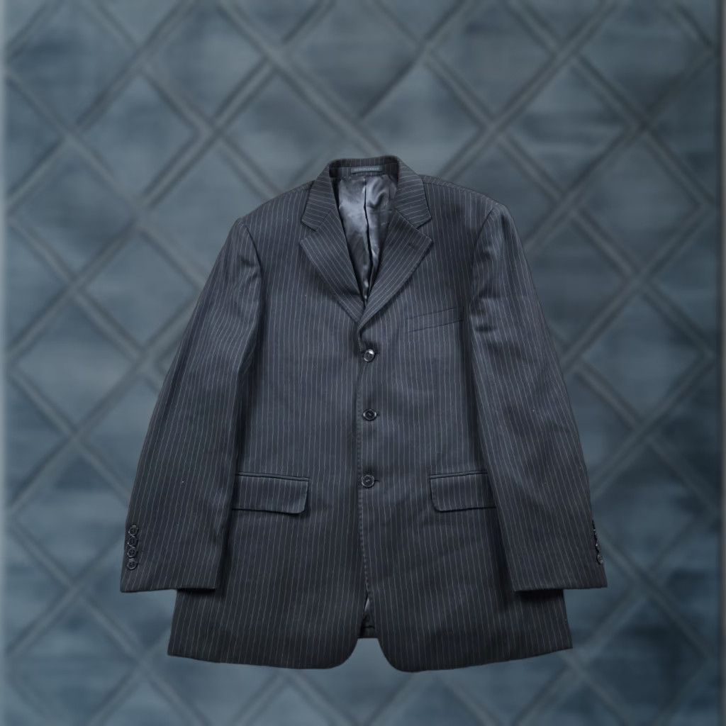 Giorgio Armani Giorgio Armani Le Collezioni Suit Jacket Black Pinstripe 40US 50EU Notch Lapel Three-Button Single-Breasted Wool Blazer Men 2 Piece Italy Vintage: No Size 40R - 1 Thumbnail
