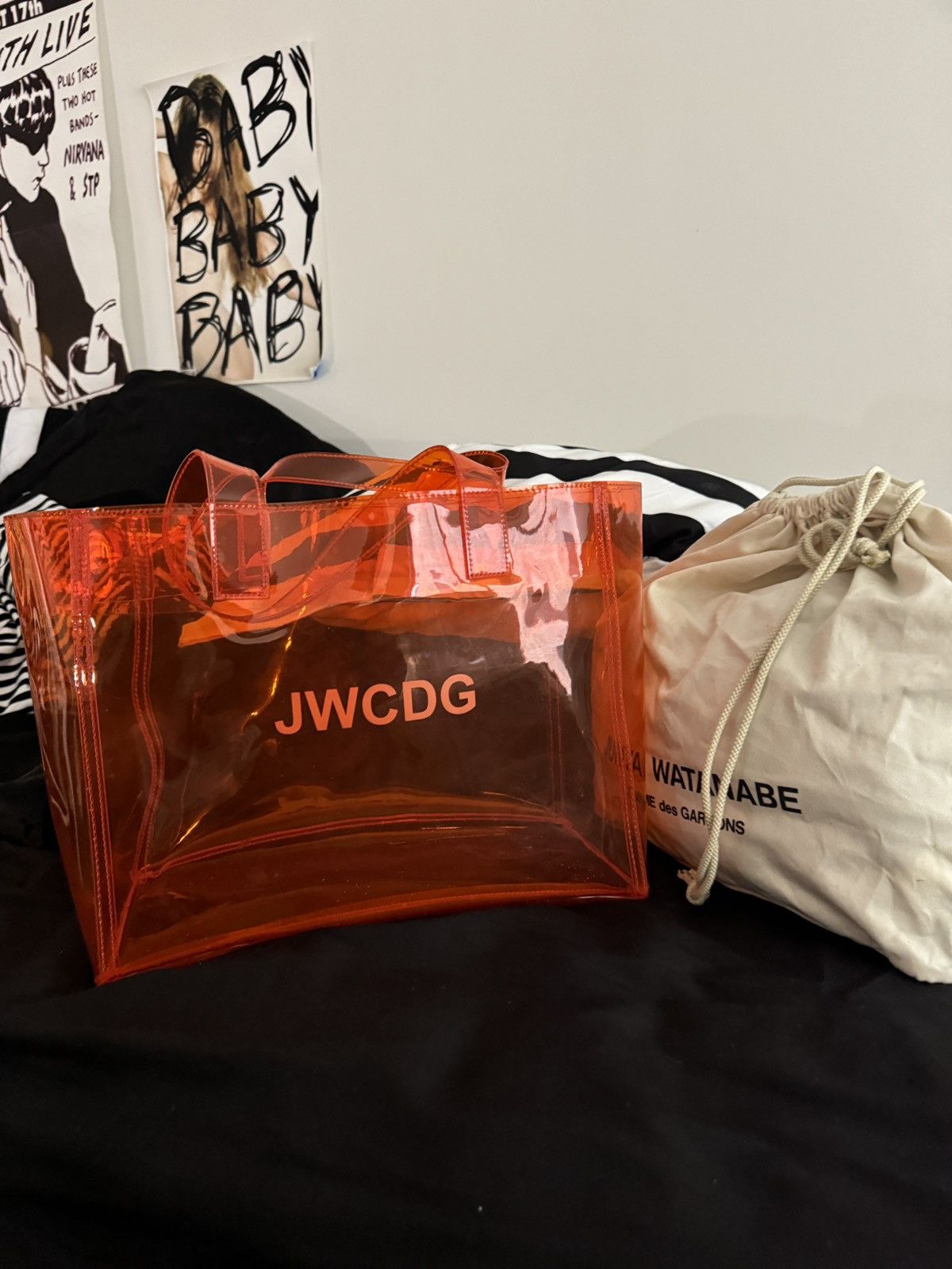 Comme des Garcons Neon Orange Comme des Garçons x Junya Watanabe pvc tote bag. Size ONE SIZE - 3 Thumbnail
