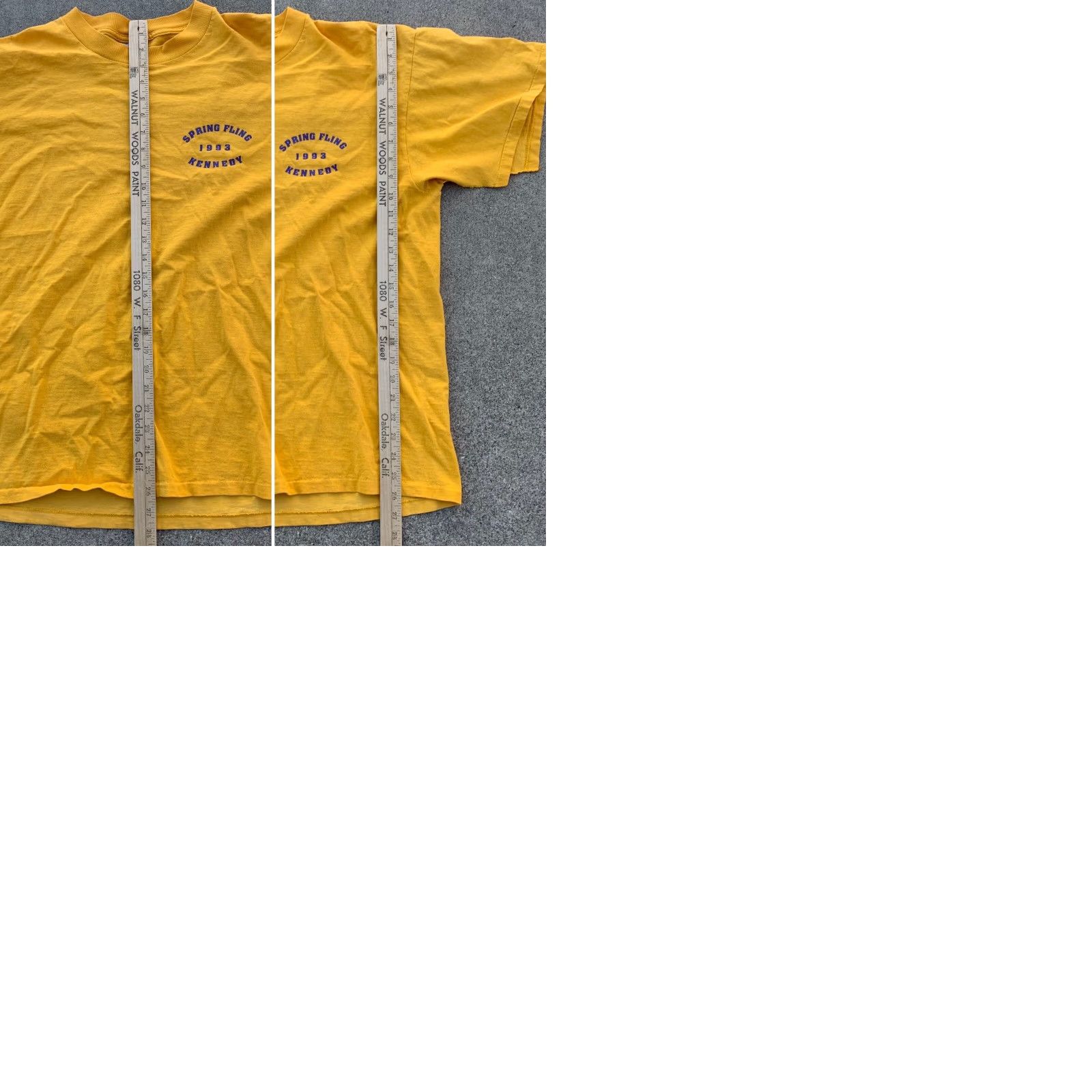 Vintage VINTAGE Powderpuff 1993 Spring Fling Kennedy t-shirt single stitch XL Men T-Shirt 90s Yellow Gold Graphic Print 1993 POWDER PUFF Fashion Size US XL / EU 56 / 4 - 9 Thumbnail