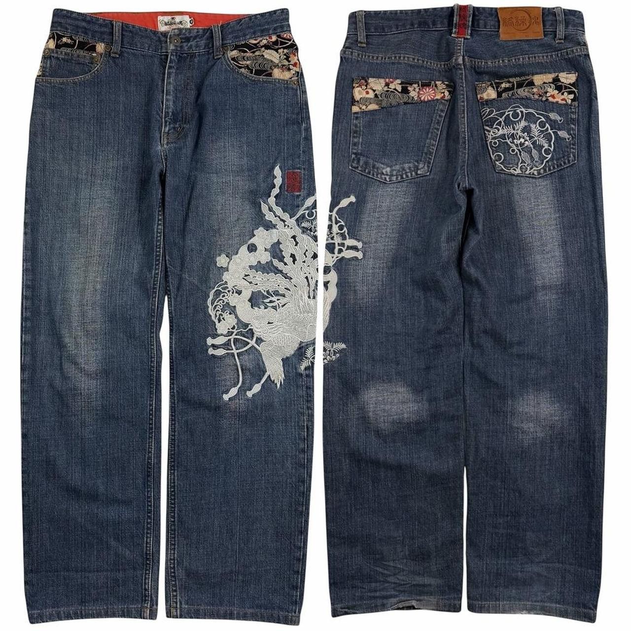 Karakuri Tamashii Karakuri Tamashii Embroidered Japanese Denim Jeans Waist 31 Size US 31 - 1 Thumbnail