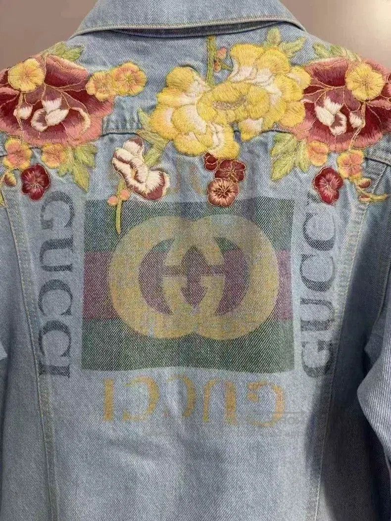 Gucci Gucci Gucci floral pattern back logo distressed denim jacke Size US M / EU 48-50 / 2 - 2 Thumbnail