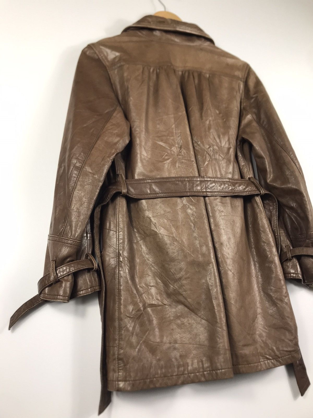Genuine Leather ⚡️Vintage Duffle Leather Trench Coat Jacket Size M / US 6-8 / IT 42-44 - 12 Thumbnail