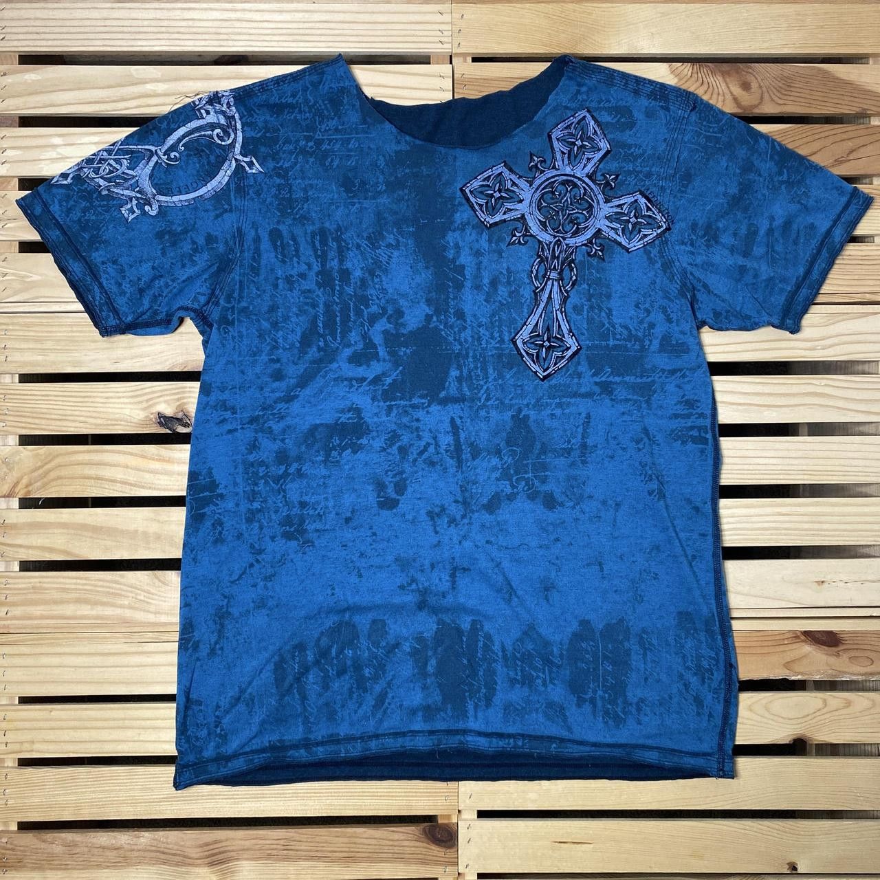 Affliction Affliction Wings Blue Thrashed Y2K MMA Tee Size Large Size US L / EU 52-54 / 3 - 2 Thumbnail