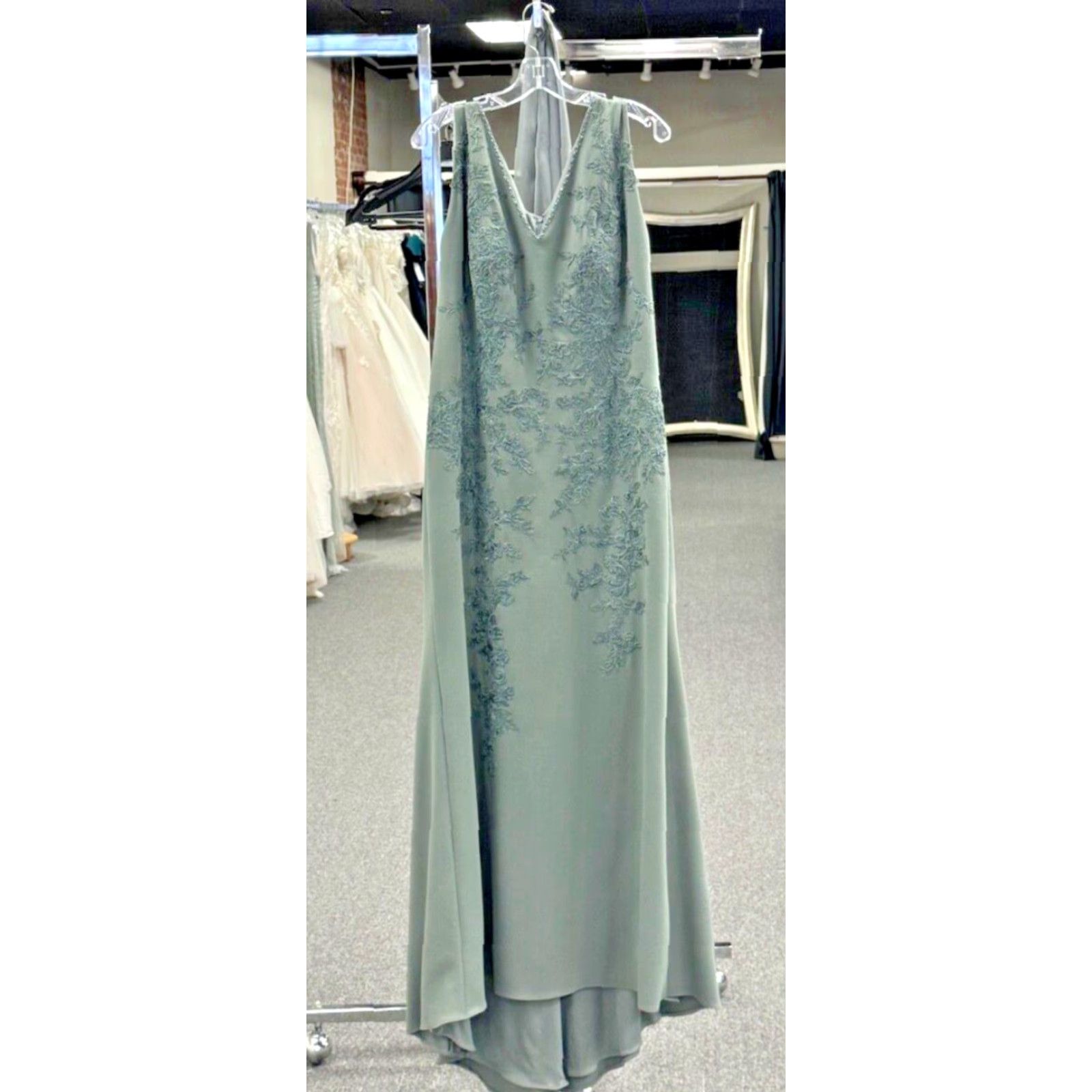 Vintage Jade Couture by Jasmine K218004 Stretch Crepe & Lace MOB Dress Sz. 14 (SAMPLE) Size ONE SIZE - 7 Thumbnail