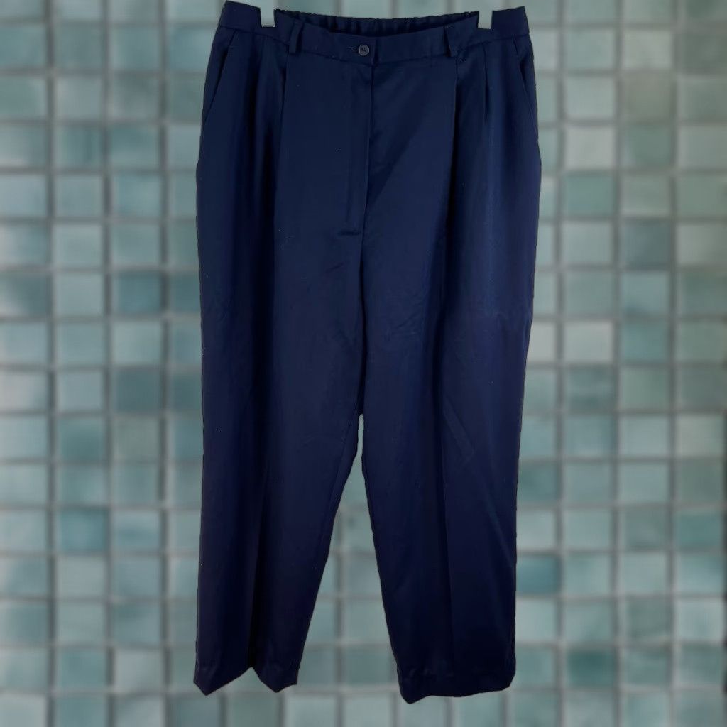 Pendleton VINTAGE Pendleton Wool Pants Womens Size 16W Blue Dress Trousers High Rise Straight Fit Elastic Waist Formal Night Out Size 38" / US 16 / IT 52 - 1 Thumbnail