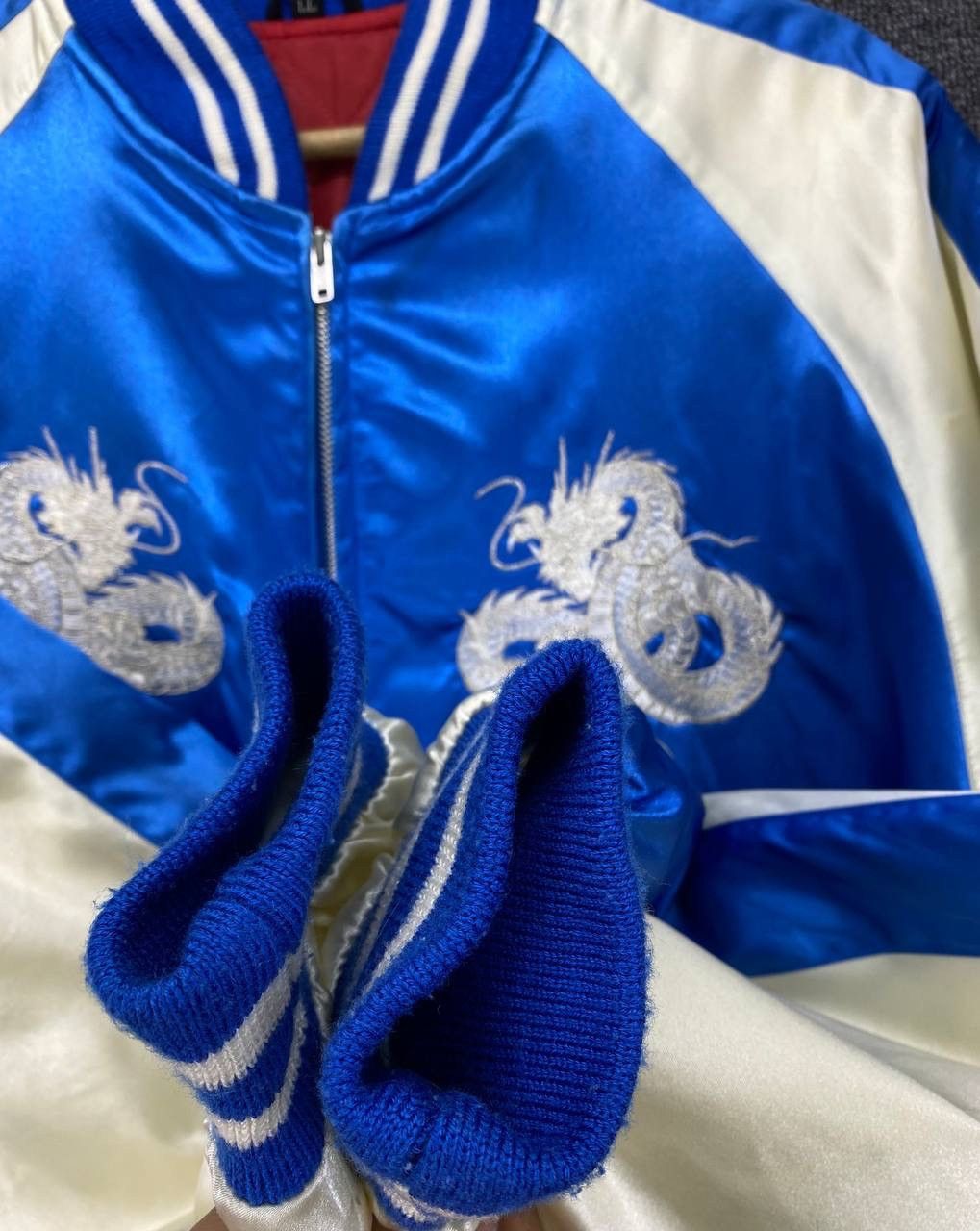 Japanese Brand Vintage 90s Sukajan Dragon Embroidery Varsity Jacket Size US L / EU 52-54 / 3 - 15 Thumbnail