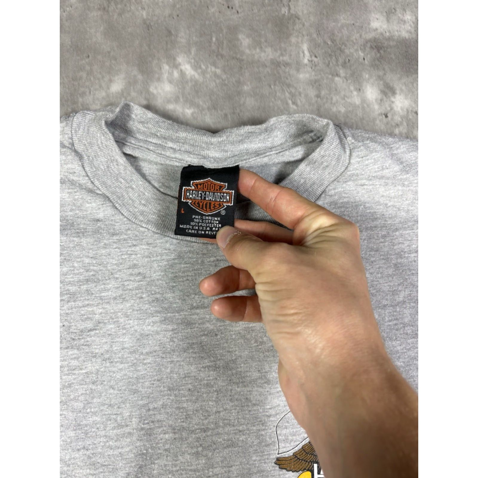 Harley Davidson VINTAGE Harley-Davidson T-Shirt Long Sleeve Biker 90s Gray L Men Crew Neck Cotton Graphic Print Size US L / EU 52-54 / 3 - 5 Thumbnail