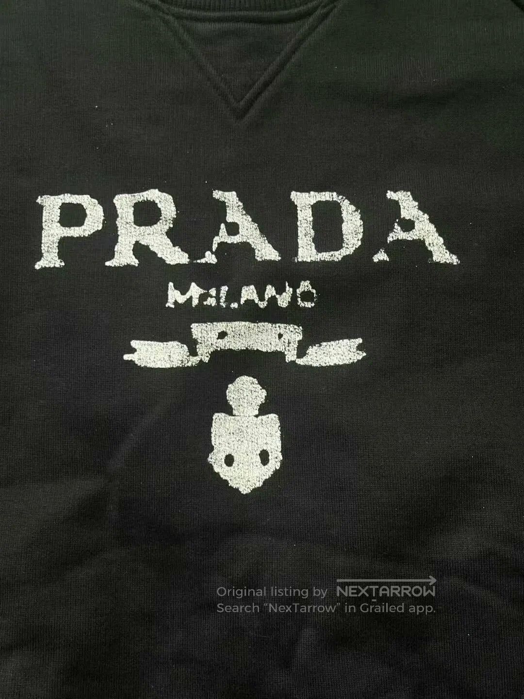 Prada prada black logo crewneck sweatshirt unisex. Size US XL / EU 56 / 4 - 3 Thumbnail